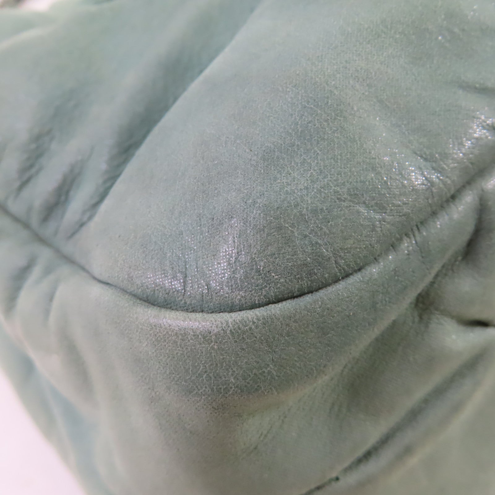 CHANEL 【激減優惠】牛皮皮革Chain Shoulder Bag銀扣鏈帶肩背袋綠色