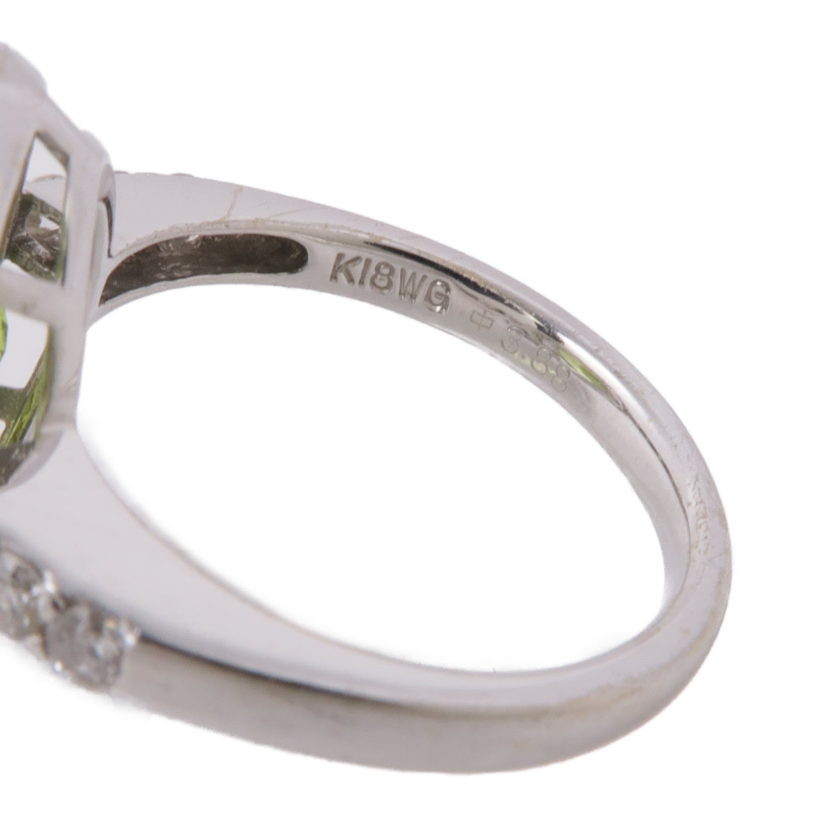 JEWELRY 18K白金Peridot/Diamond Ring橄欖石/鑽石戒指US#6