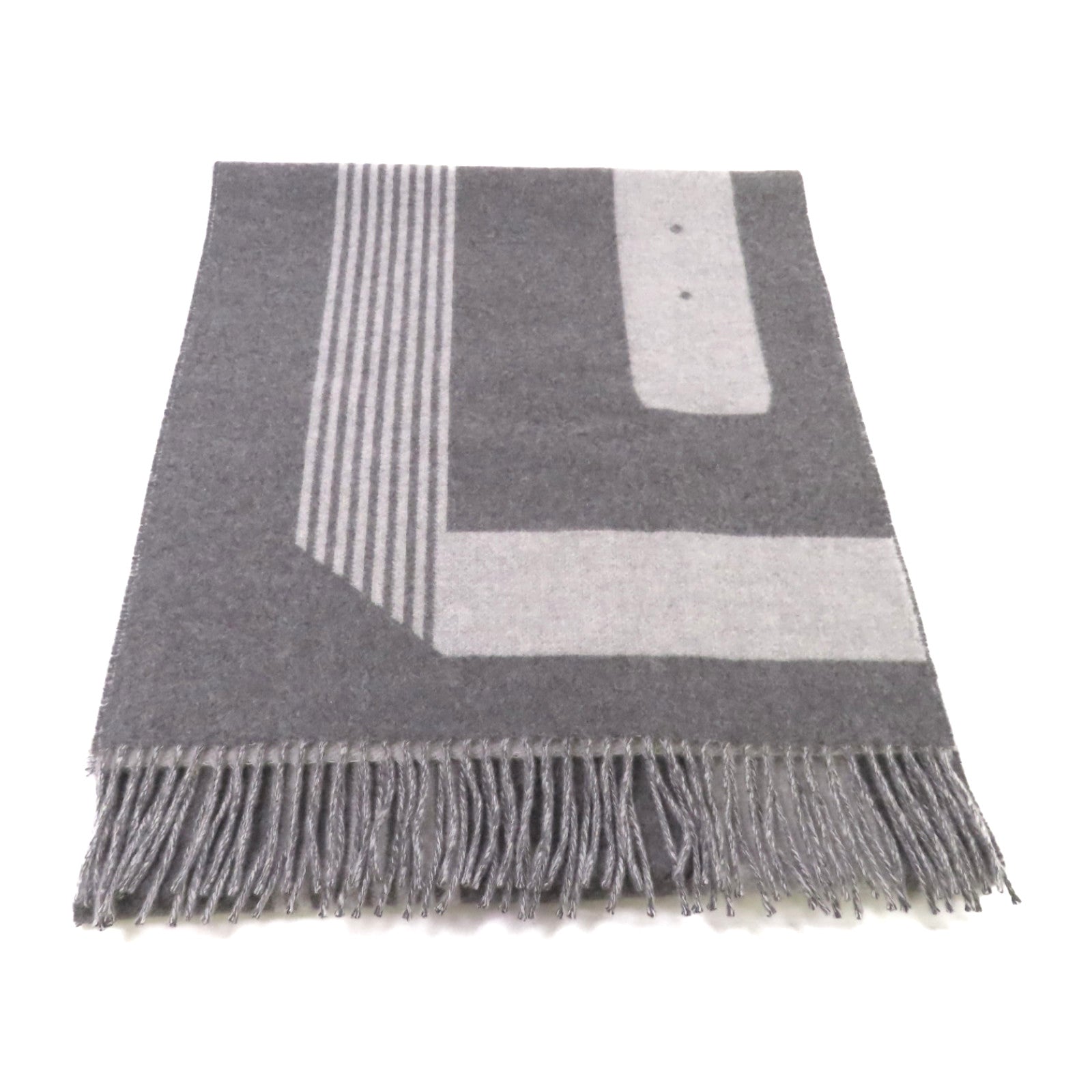 HERMES 羊絨Scarf圍巾灰色