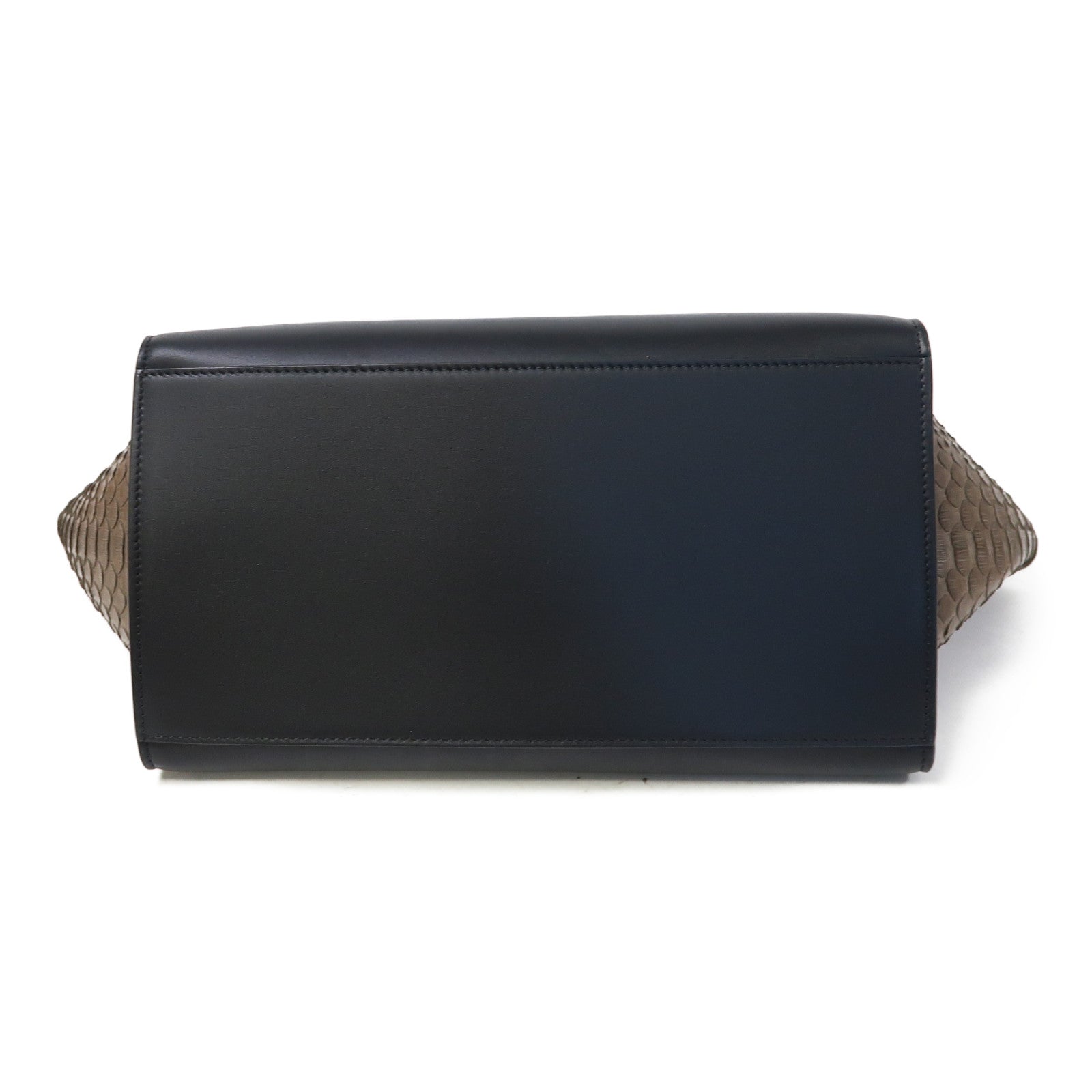 CELINE 蛇皮皮革Trapeze銀扣手挽肩背兩用袋藍色