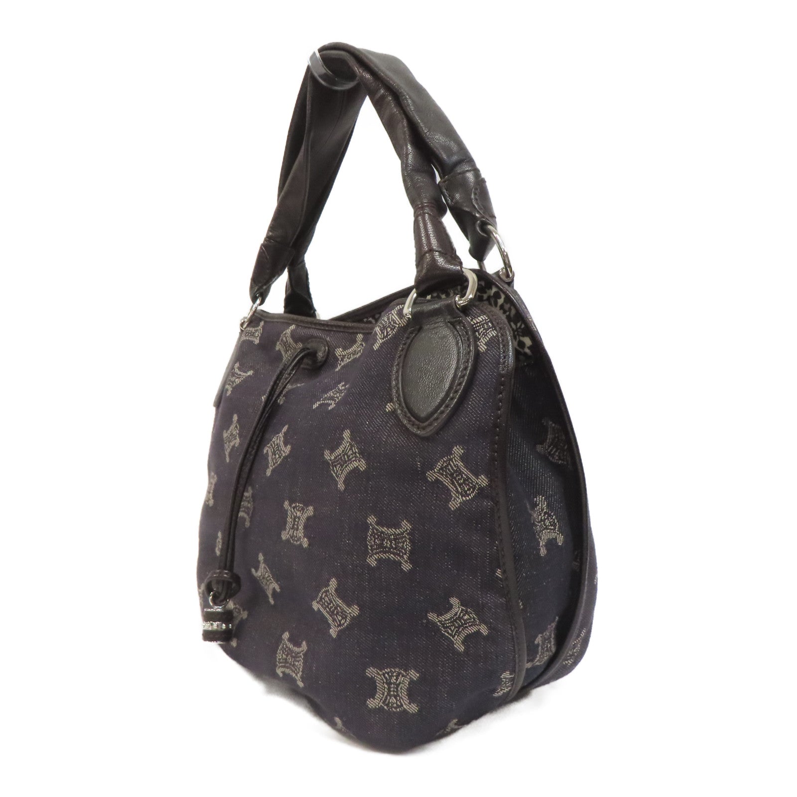 CELINE 帆布Shoulder Bag銀扣肩背袋藍色