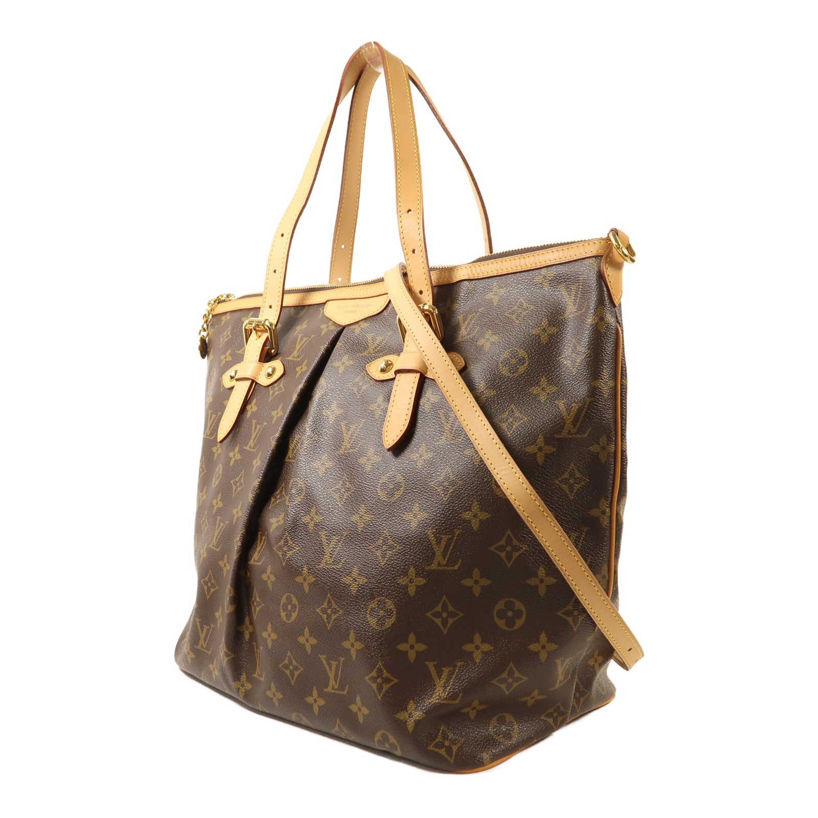 LOUIS VUITTON Monogram Palermo GM金扣手挽肩背兩用袋棕色