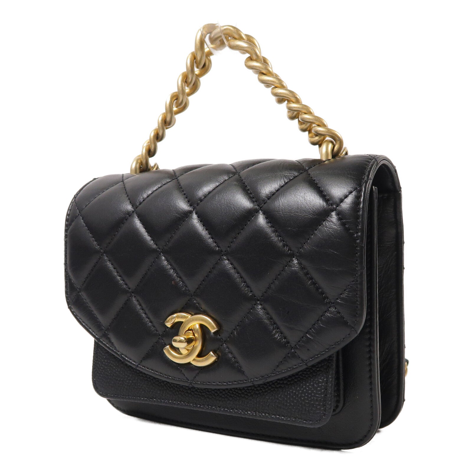 CHANEL 牛皮皮革Chain Handle Flap Bag手挽肩背兩用袋