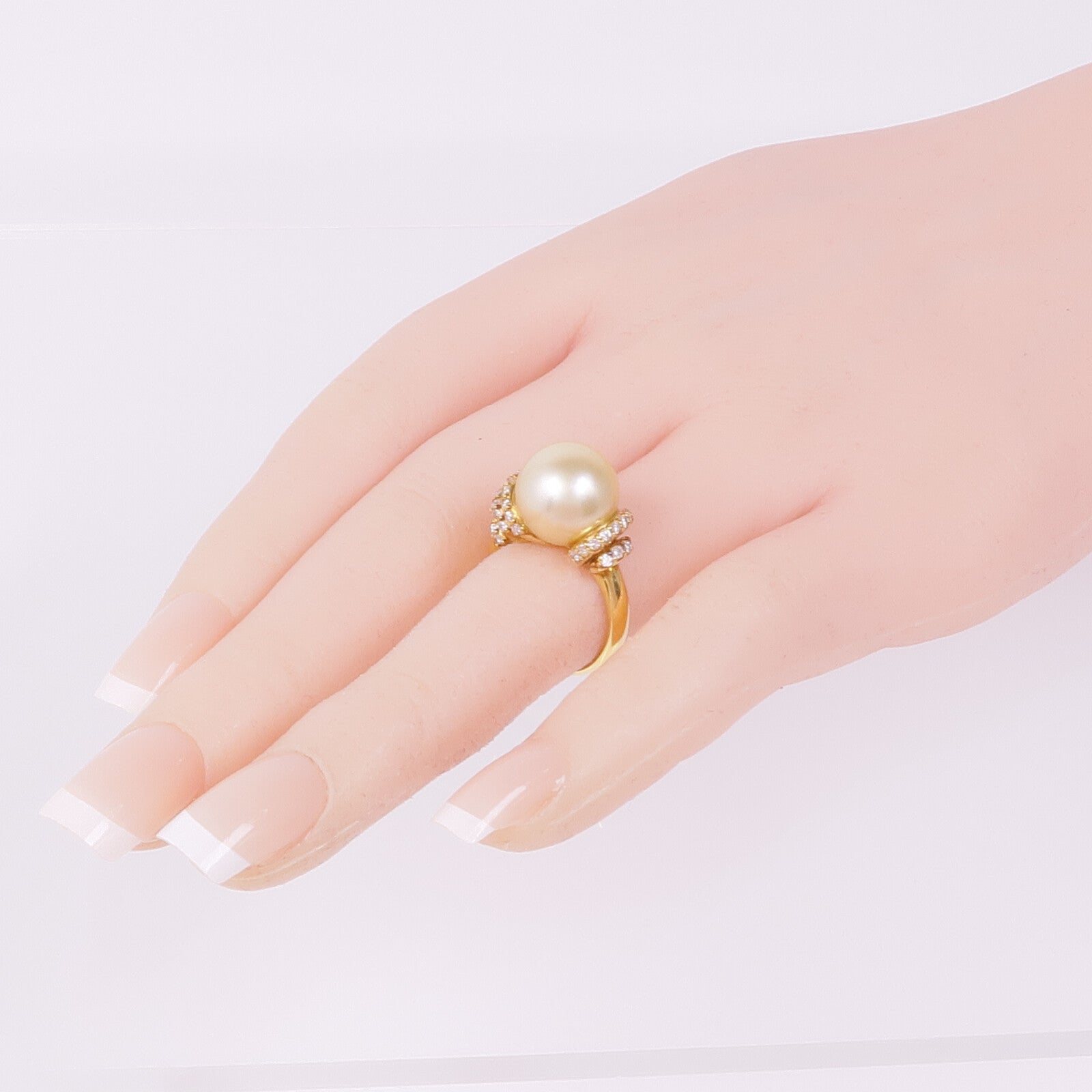JEWELRY 18K黃金South Sea Pearl Diamond Ring珍珠/鑽石戒指US#5.25
