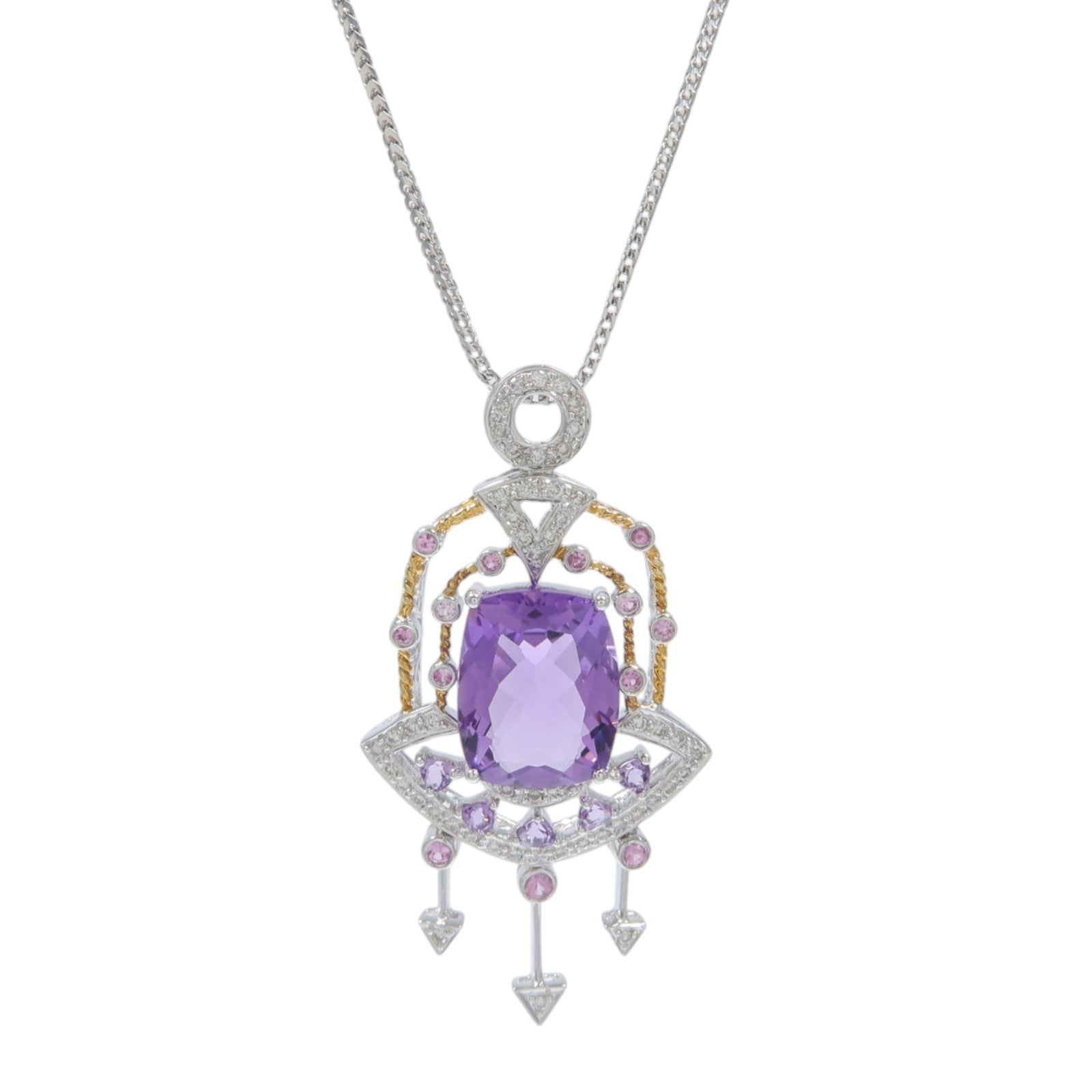 JEWELRY 18K白金/黃金Amethyst Pink Sapphire Diamond Necklace紫水晶/粉紅藍寶石/鑽石項鍊
