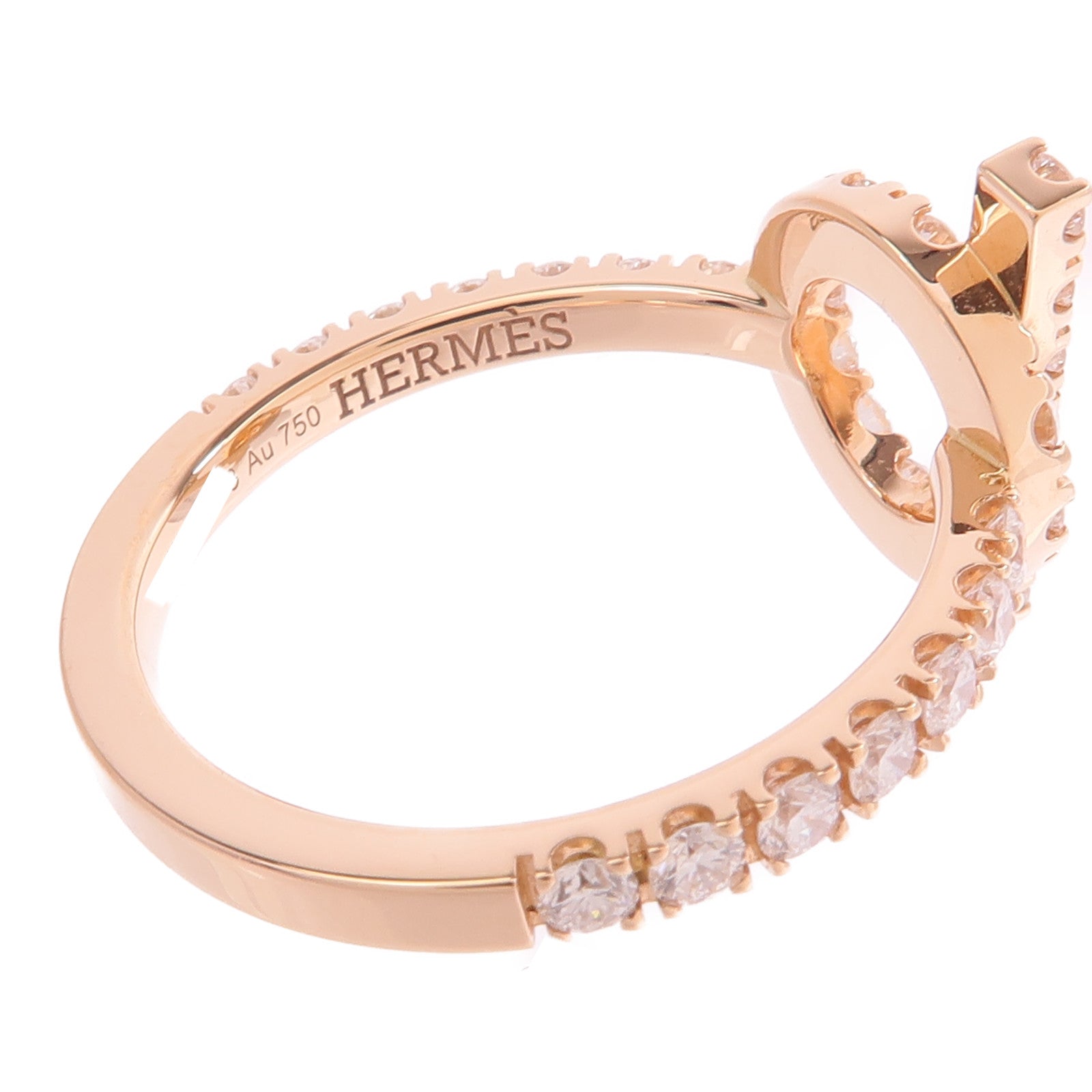 HERMES 18K玫瑰金Finesse Ring鑽石戒指