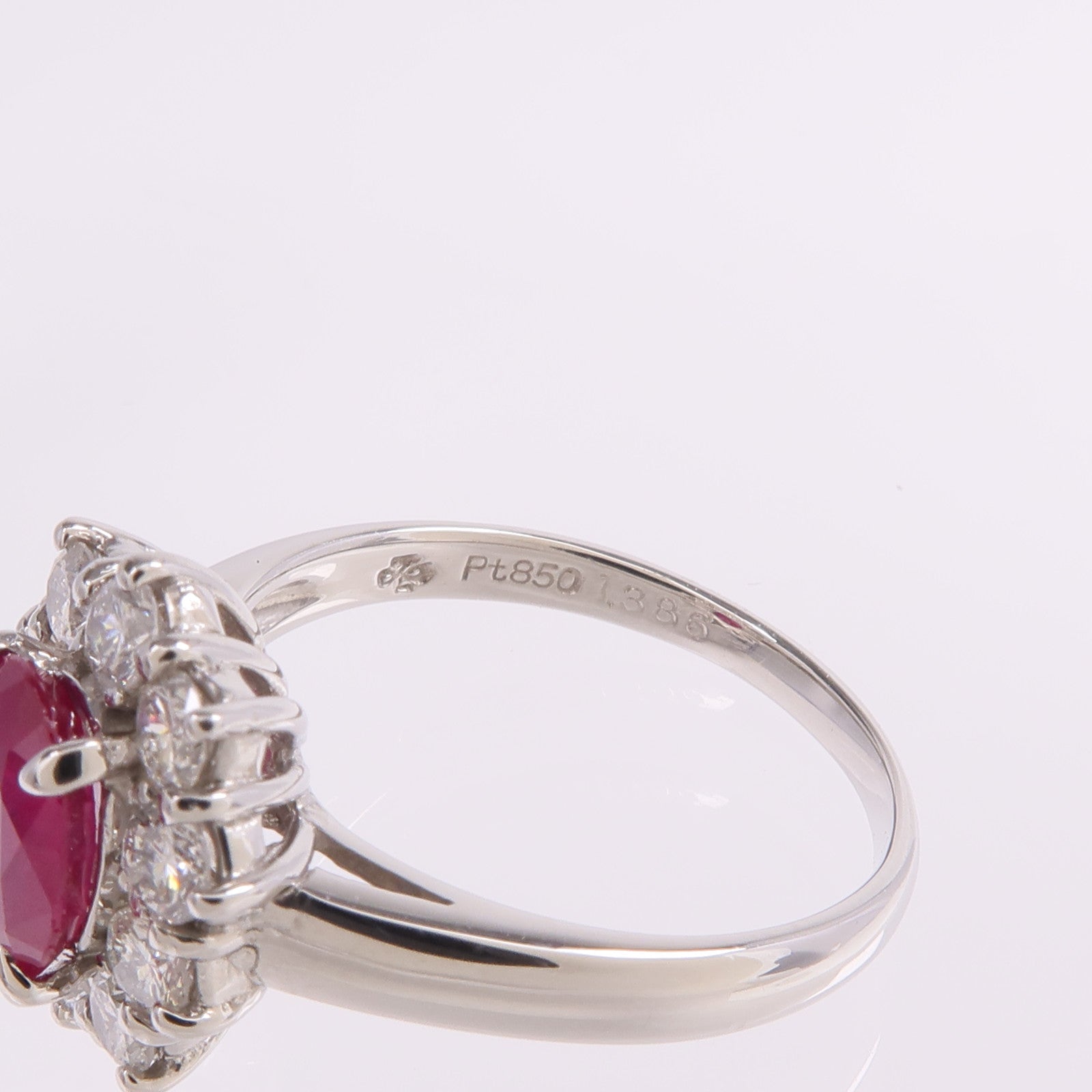 JEWELRY PT850鉑金Ruby Diamond Ring紅寶石/鑽石戒指US#7