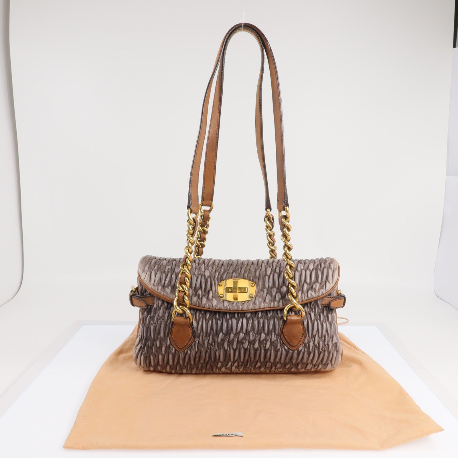 Miu Miu 羊皮皮革Sholder Bag 金扣肩背袋