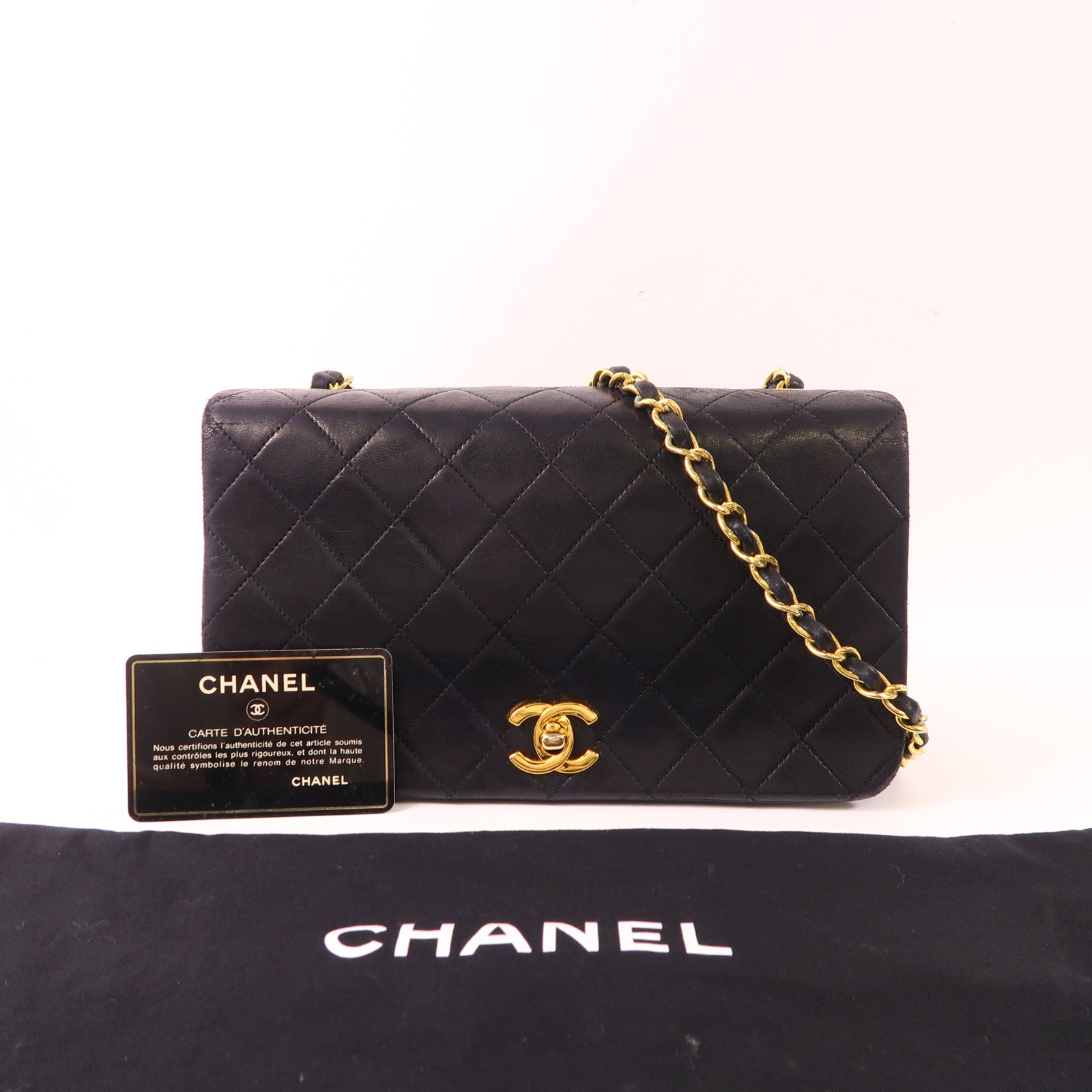 CHANEL 羊皮皮革Vintage Shoulder Bag金扣鏈帶肩背袋