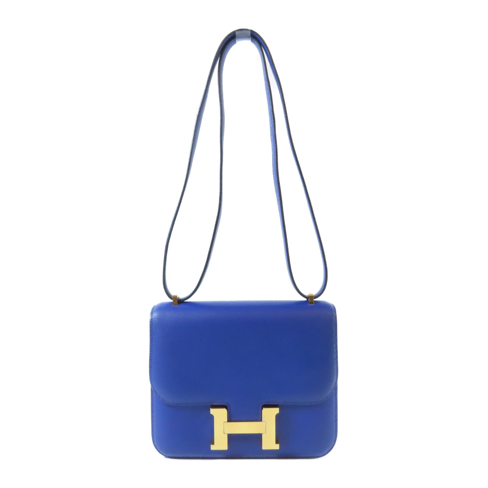 HERMES 【激減優惠】Swift皮革Constance Mini金扣肩背袋Bleu Saphir藍寶石色