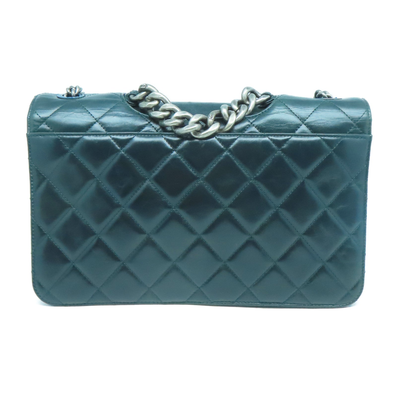 CHANEL 【激減優惠】牛皮皮革Chain Shoulder銀扣鏈帶肩背袋綠色