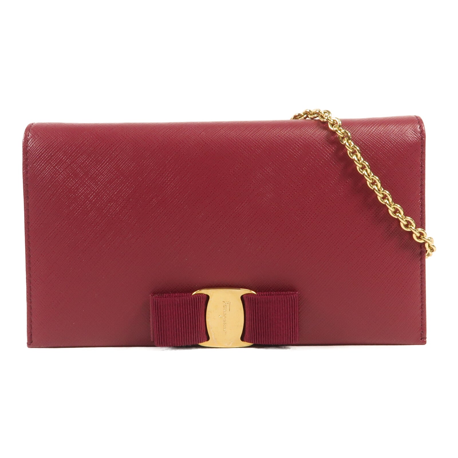 Salvatore Ferragamo 牛皮皮革Vara Wallet On Chain金扣鏈帶肩背袋