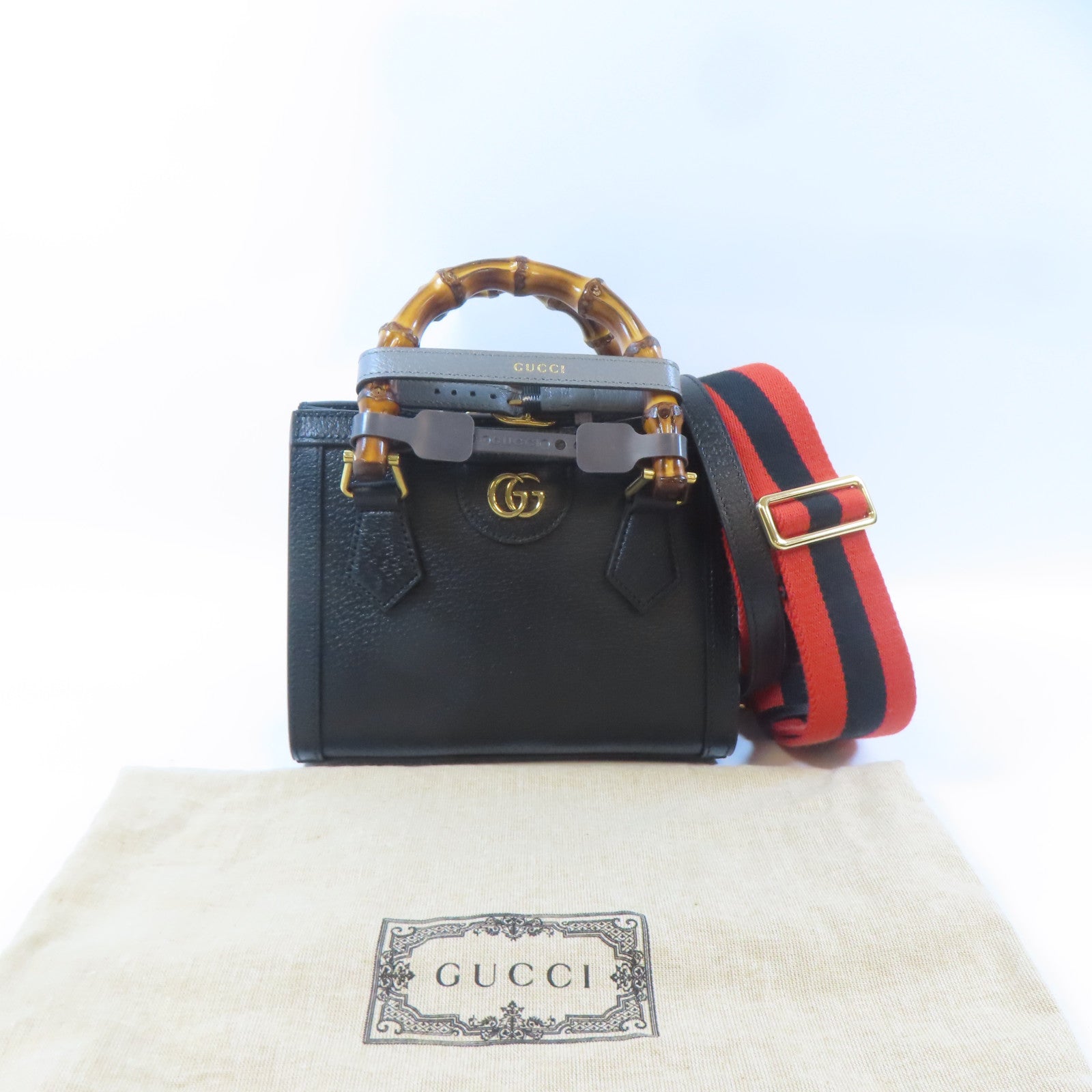 GUCCI 【激減優惠】牛皮皮革Diana Mini Tote Bag金扣手挽肩背兩用袋黑色