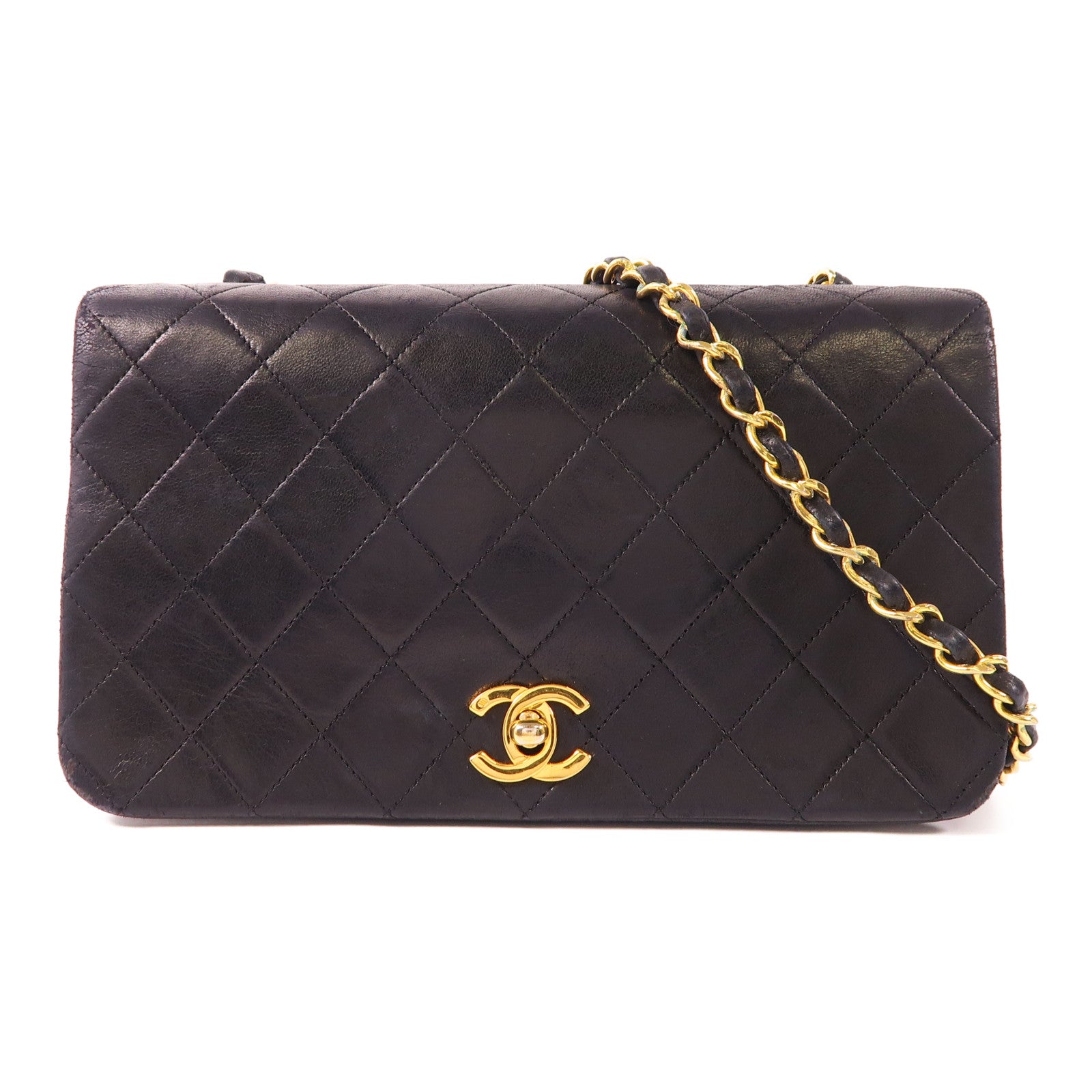 CHANEL 羊皮皮革Vintage Shoulder Bag金扣鏈帶肩背袋