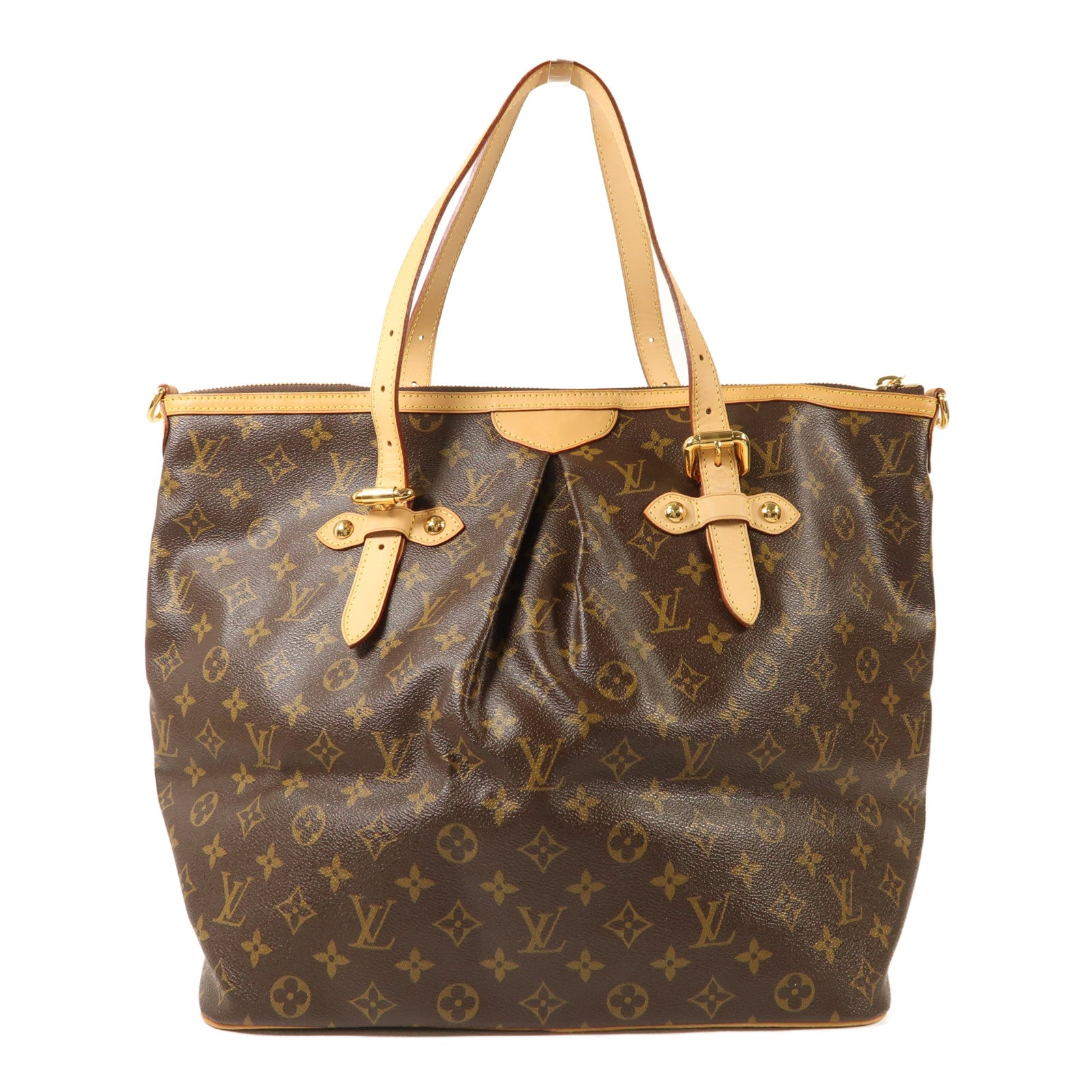 LOUIS VUITTON Monogram Palermo GM金扣手挽肩背兩用袋棕色