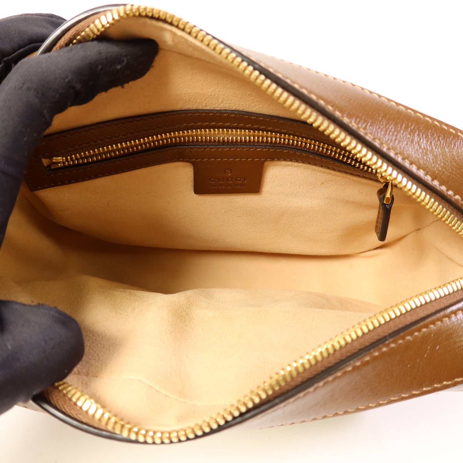 GUCCI 塗層帆布Horsebit 1955 Small Shoulder Bag金扣肩背袋