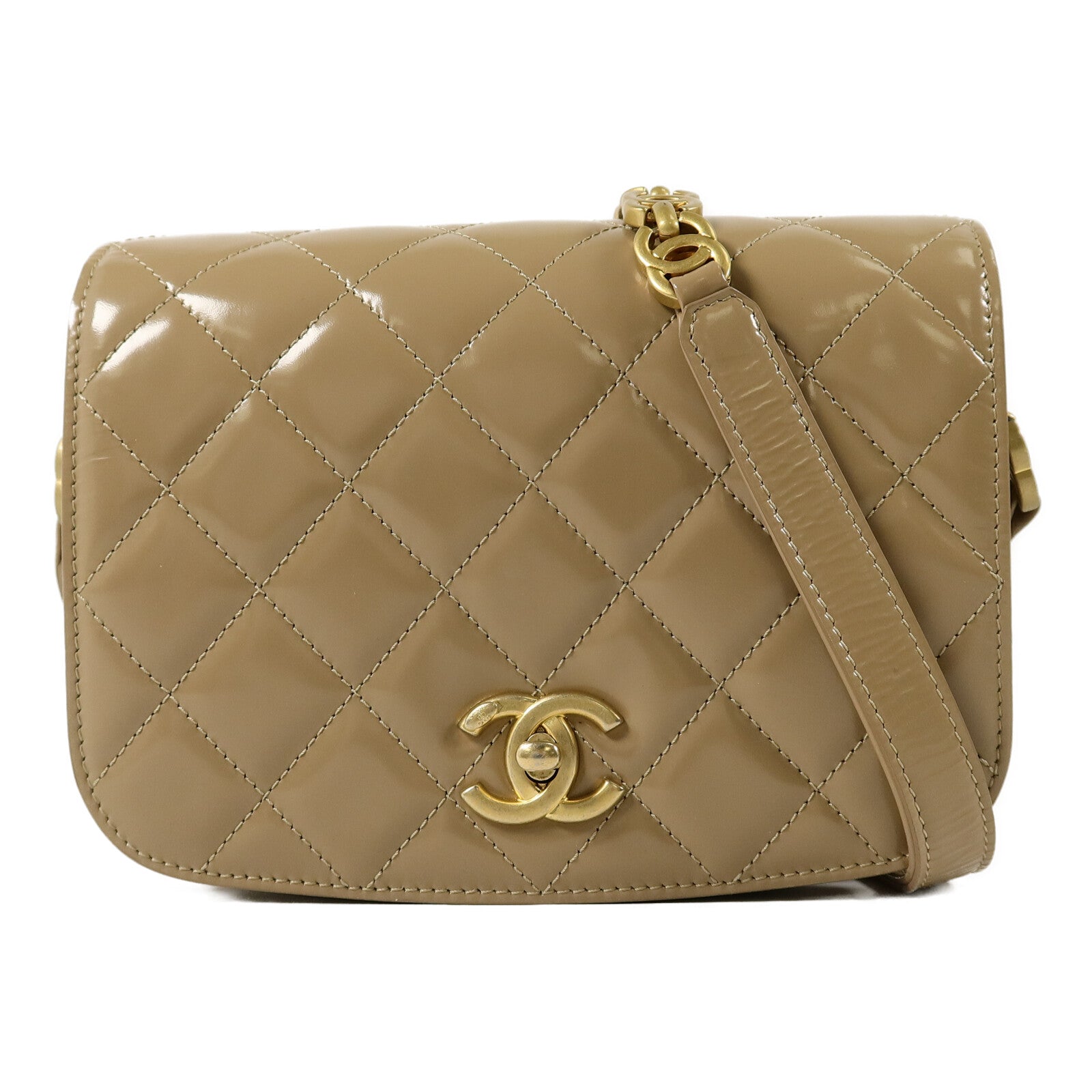 CHANEL 漆皮皮革Mini Messenger Bag肩背袋