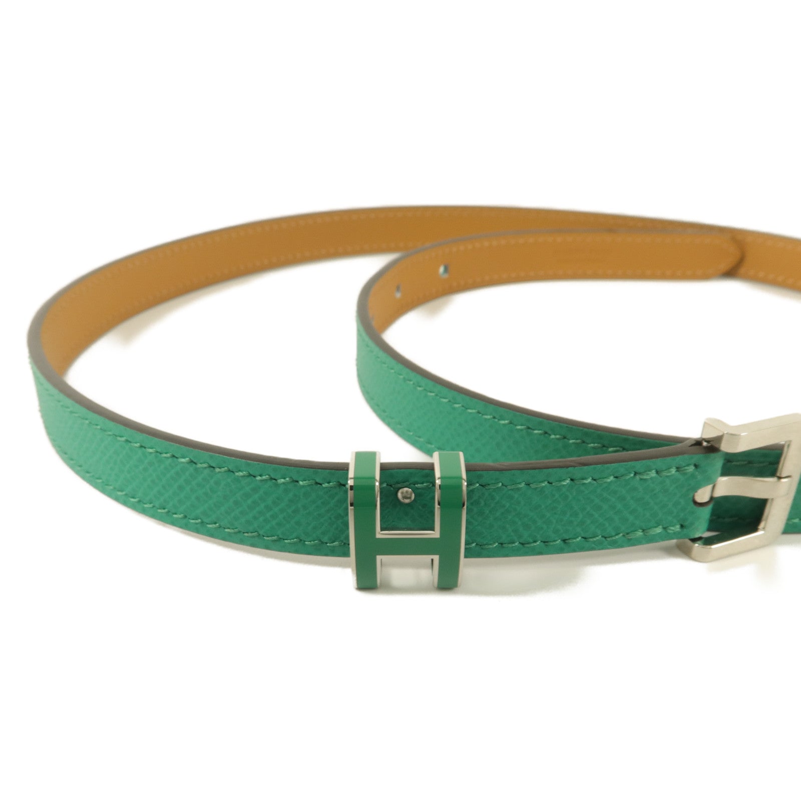 HERMES Epsom皮革Pop H15 Belt 75cm皮帶Vert Jade