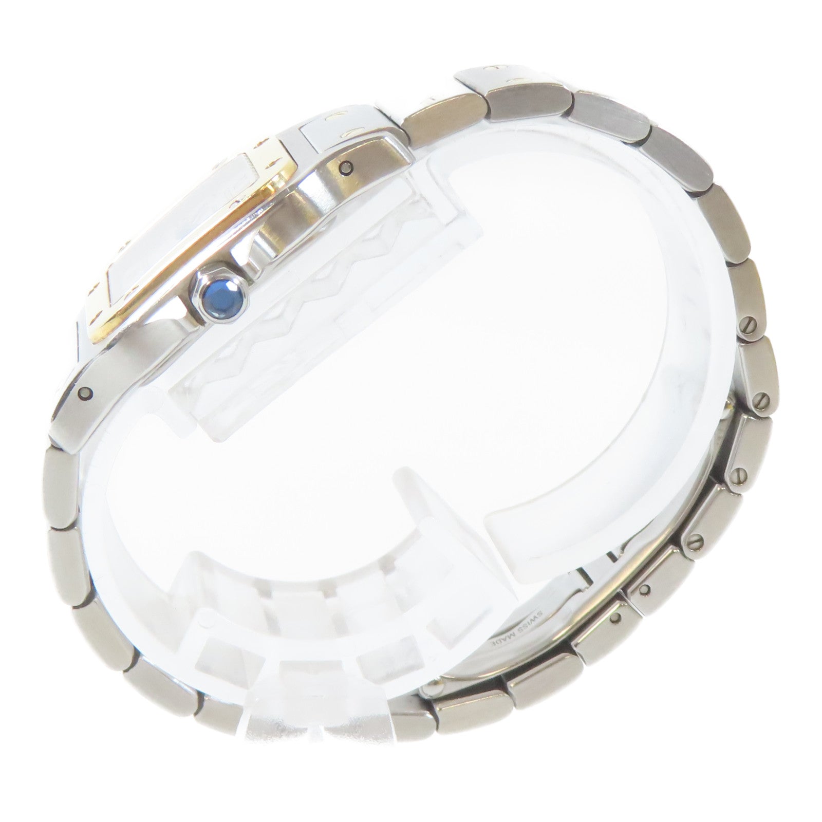 CARTIER Santos Galbee不鏽鋼手錶石英機芯白色#15cm