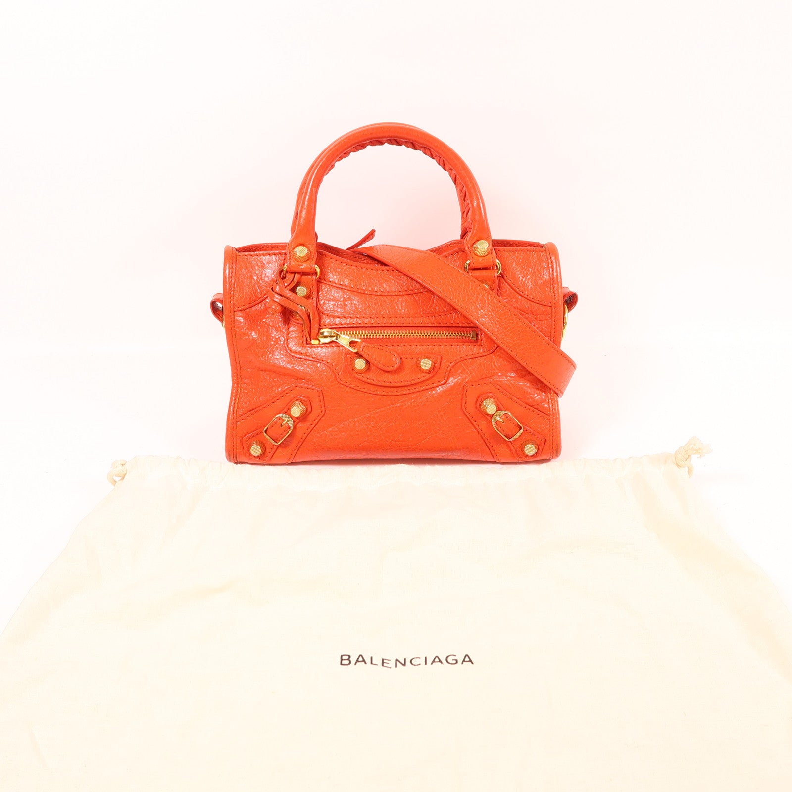 BALENCIAGA 牛皮皮革Mini City金扣手挽肩背兩用袋
