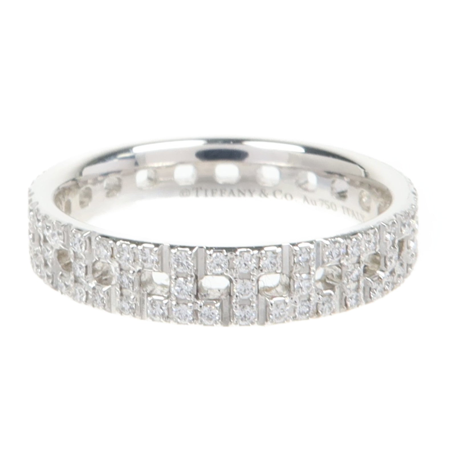 TIFFANY＆CO 18K白金T True Dia Ring戒指Tiffany#8/US#4