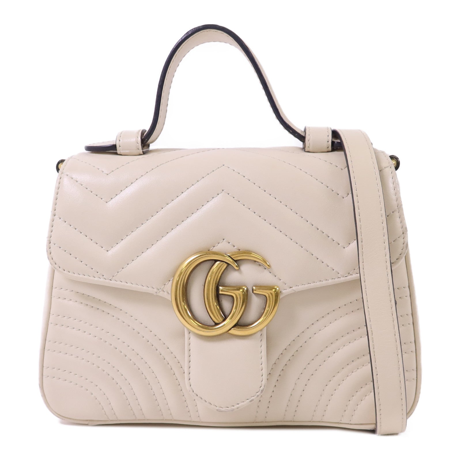 GUCCI 【激減優惠】牛皮皮革GG Marmont 2 Way Shoulder Bag金扣手挽肩背兩用袋