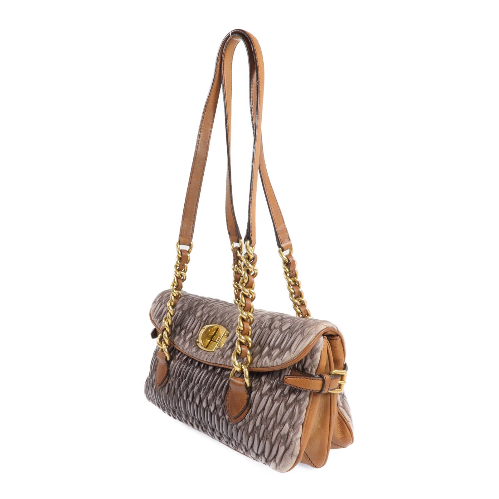 Miu Miu 羊皮皮革Sholder Bag 金扣肩背袋