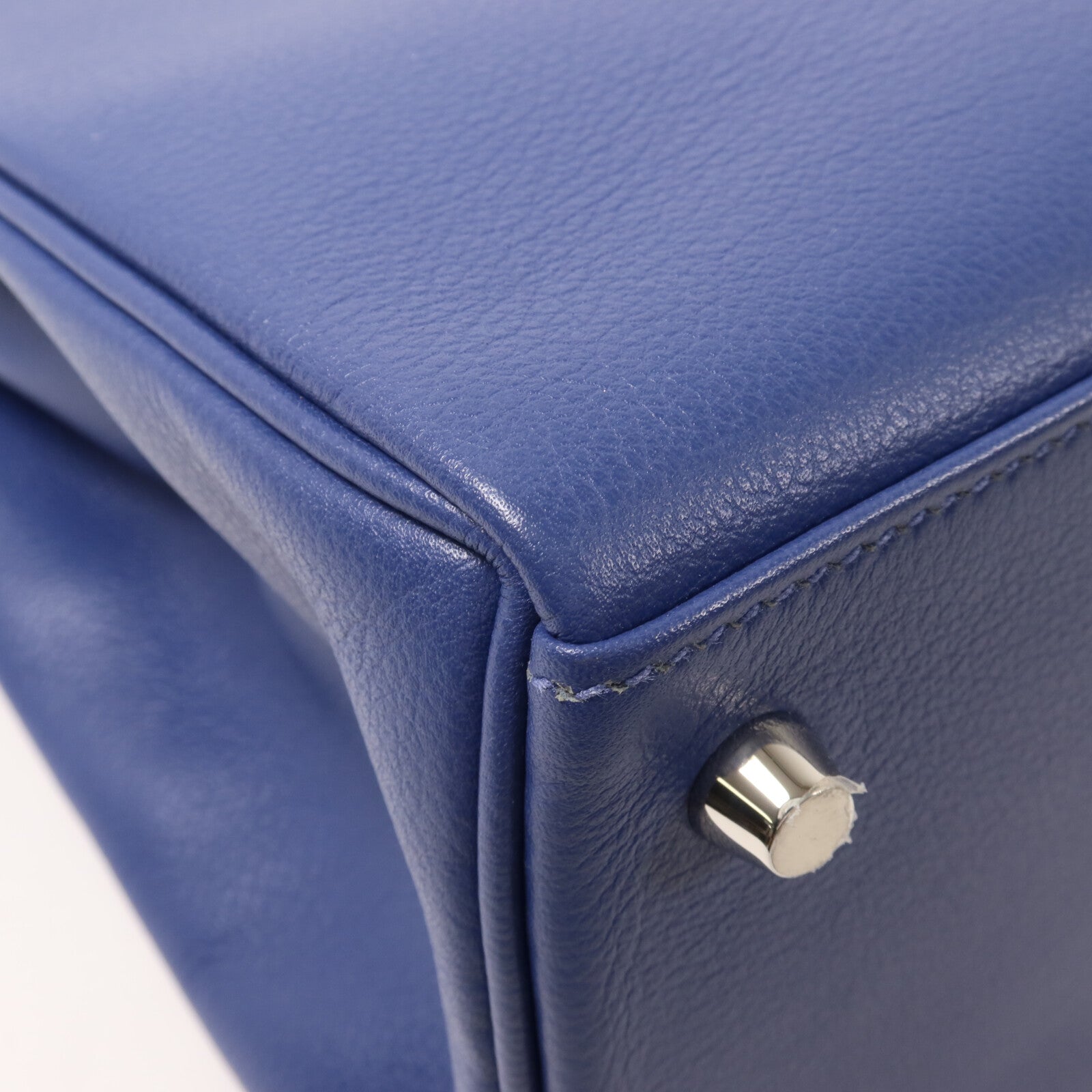 HERMES Evercolor皮革Kelly 28手挽肩背兩用袋Bleu Brighton/Orange Poppy