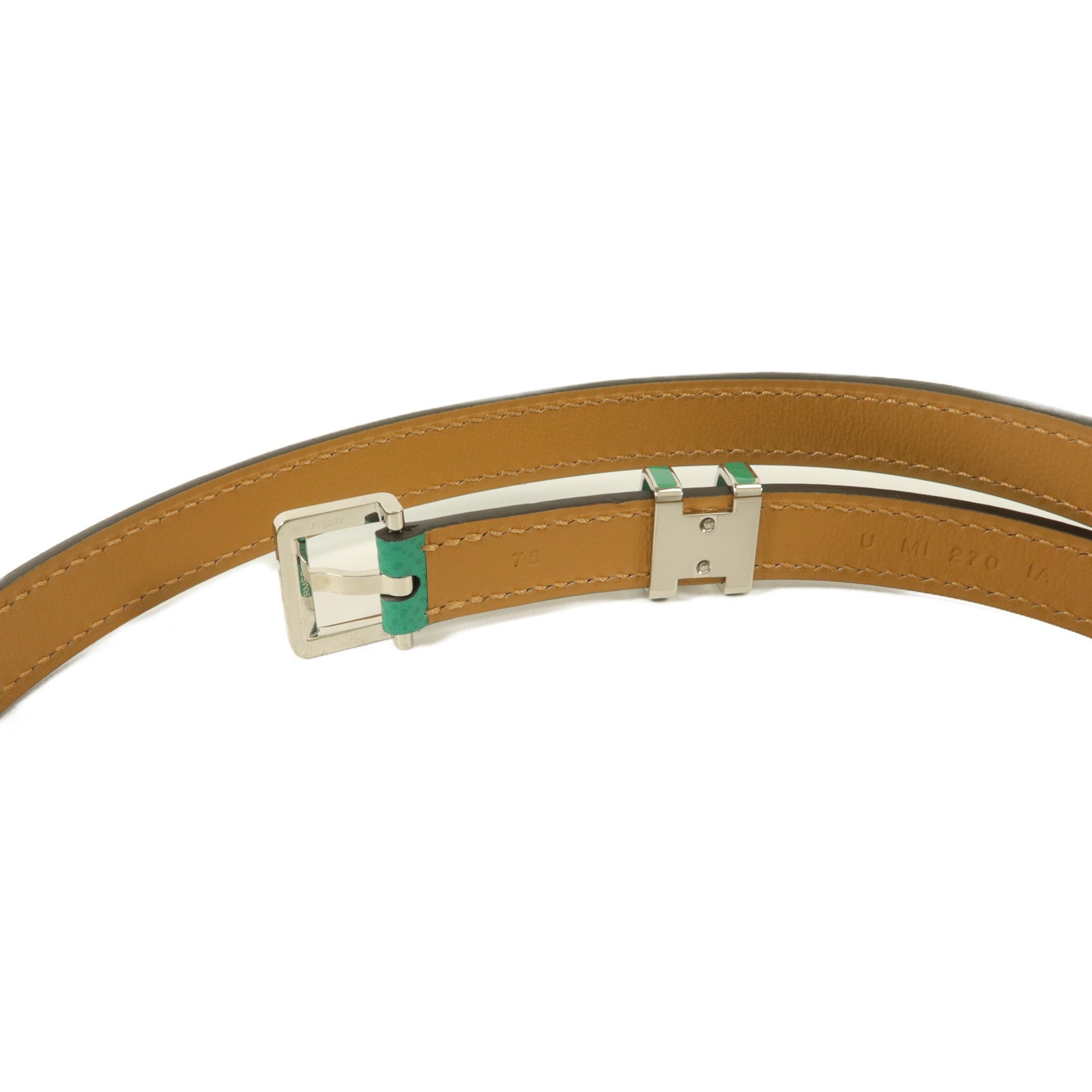 HERMES Epsom皮革Pop H15 Belt 75cm皮帶Vert Jade