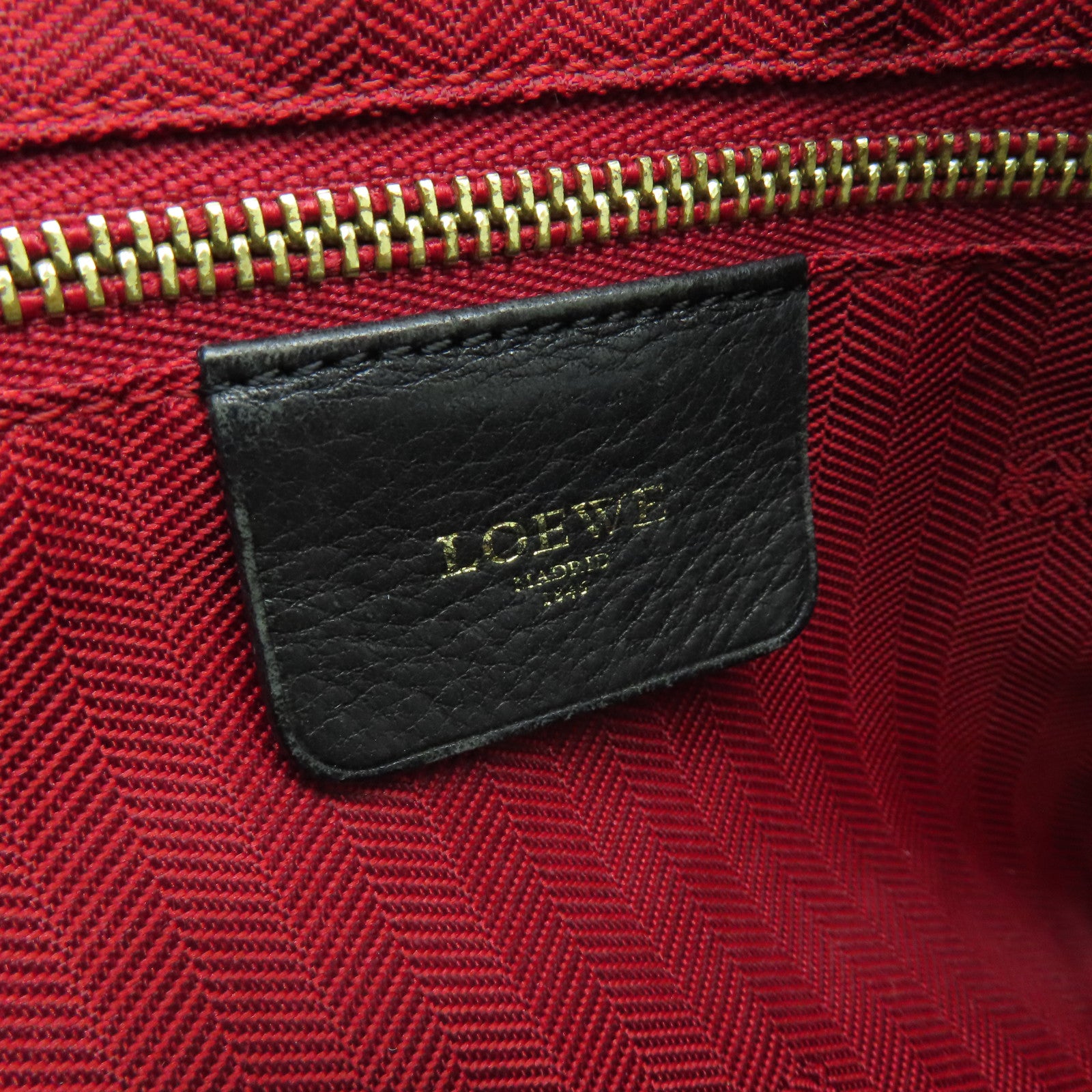 LOEWE 【清倉大減價】牛皮皮革Fusta 2 Way Shoulder金扣手挽肩背兩用袋黑色