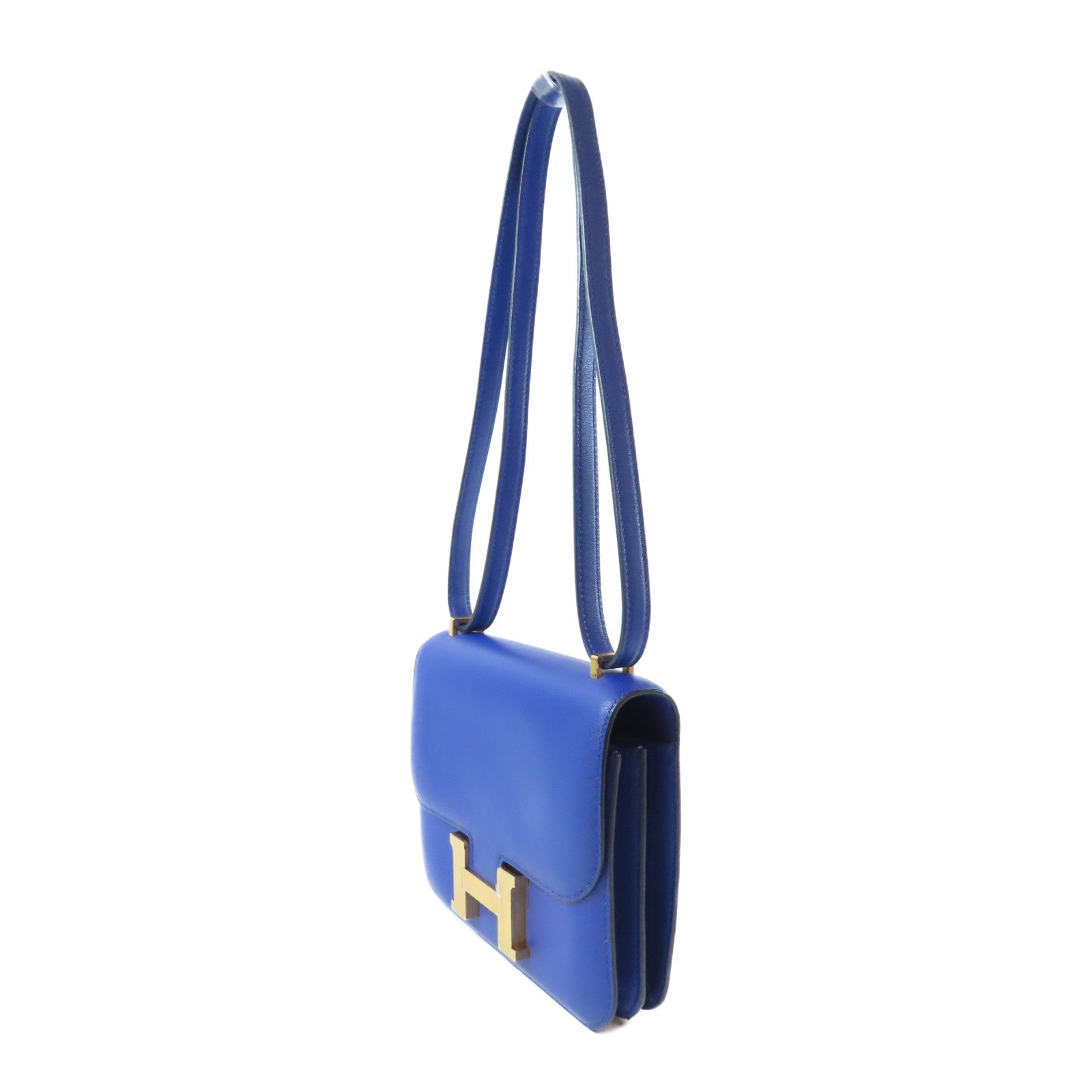 HERMES 【激減優惠】Swift皮革Constance Mini金扣肩背袋Bleu Saphir藍寶石色