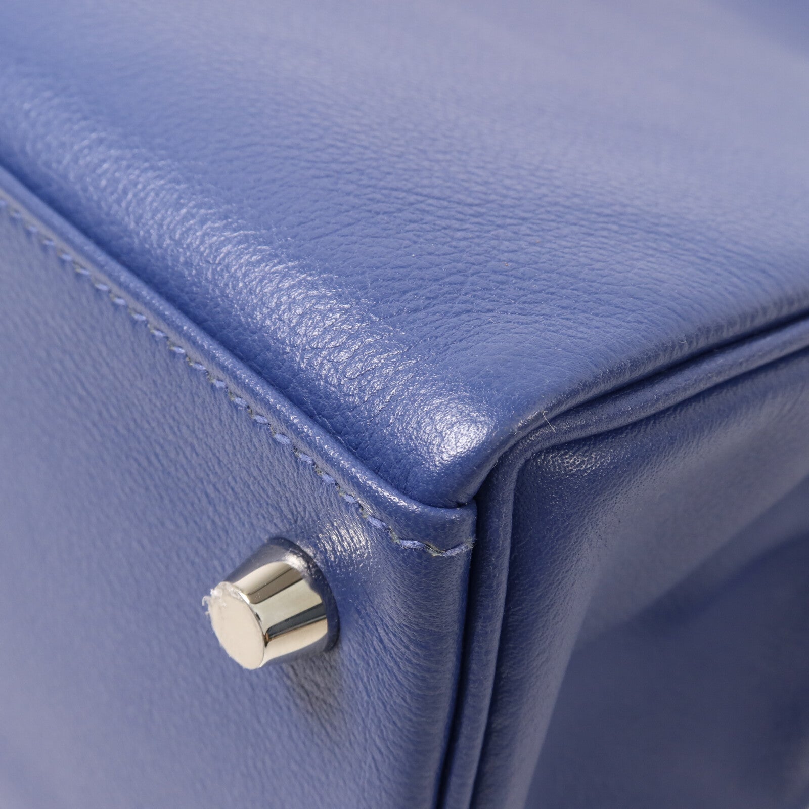 HERMES Evercolor皮革Kelly 28手挽肩背兩用袋Bleu Brighton/Orange Poppy