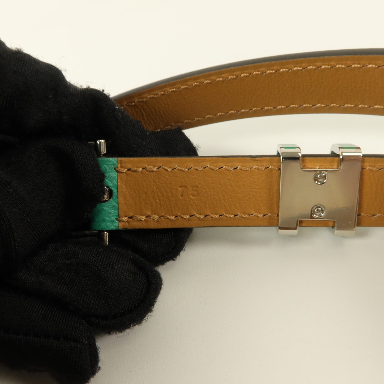 HERMES Epsom皮革Pop H15 Belt 75cm皮帶Vert Jade