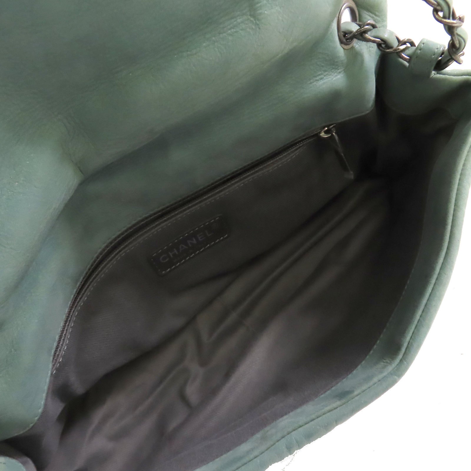 CHANEL 【激減優惠】牛皮皮革Chain Shoulder Bag銀扣鏈帶肩背袋綠色