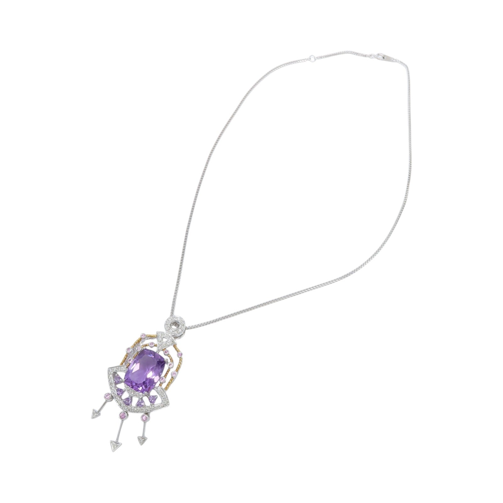 JEWELRY 18K白金/黃金Amethyst Pink Sapphire Diamond Necklace紫水晶/粉紅藍寶石/鑽石項鍊