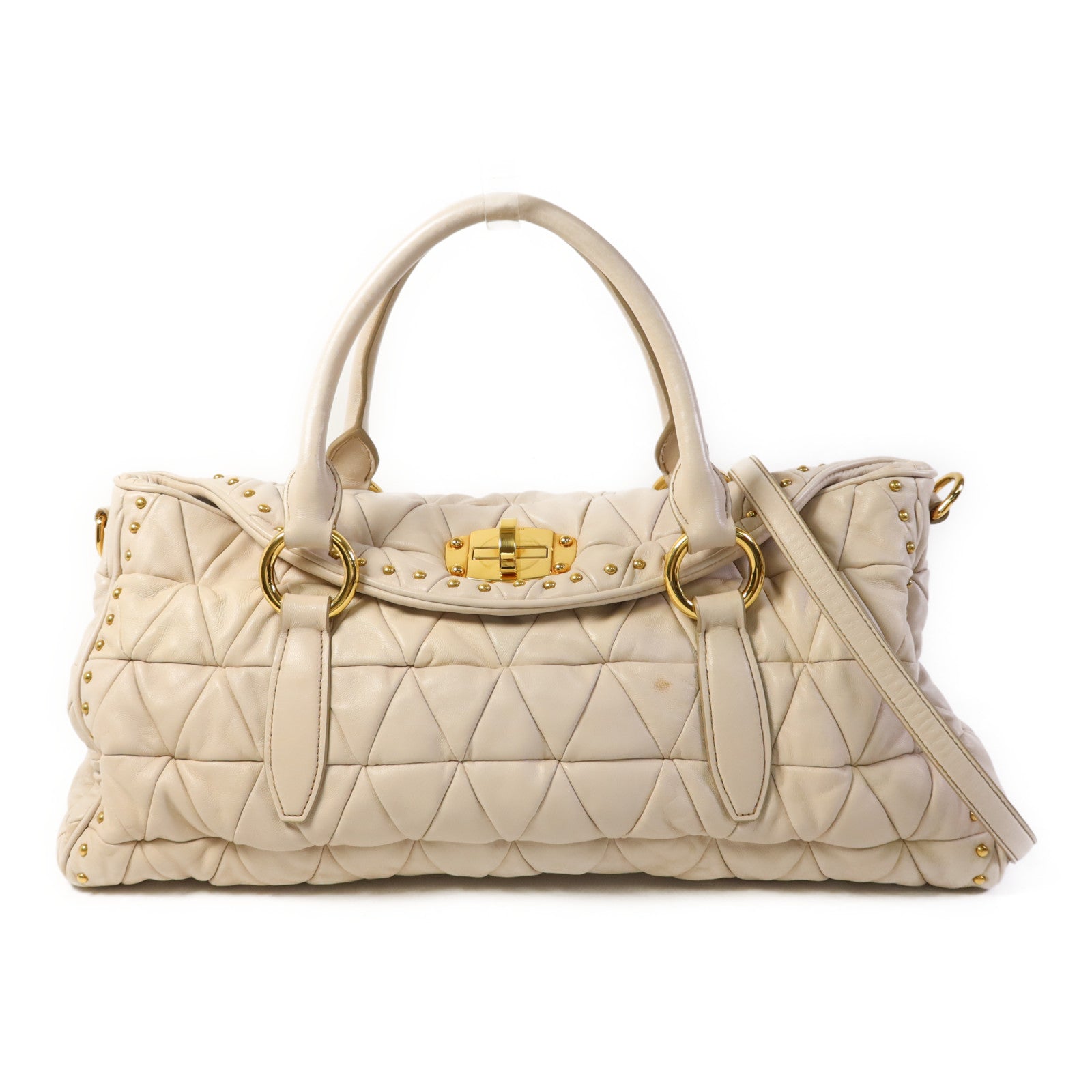 Miu Miu 羊皮皮革2 Way Shoulder Bag金扣手挽肩背兩用袋