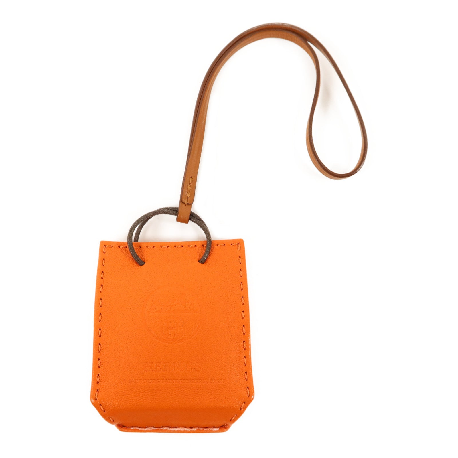 HERMES Milo皮革/Swift皮革Sac Orange Charm掛飾