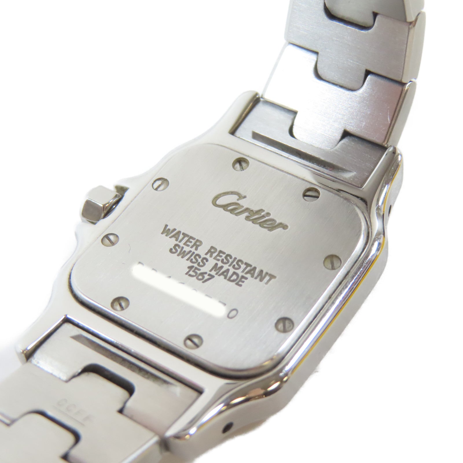 CARTIER Santos Galbee不鏽鋼手錶石英機芯白色#15cm