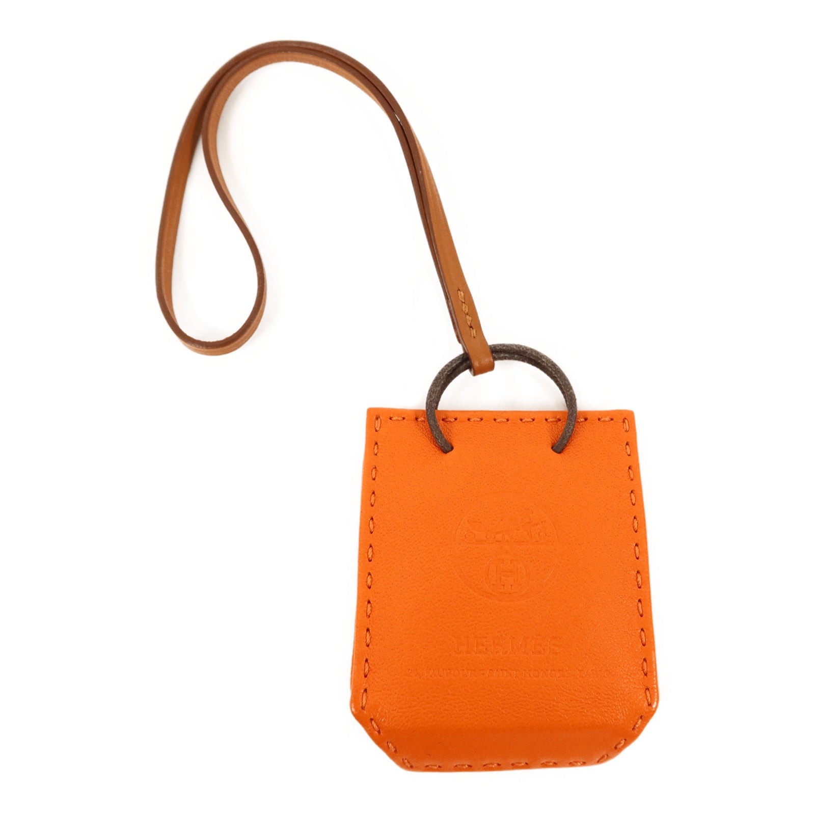 HERMES Milo皮革/Swift皮革Sac Orange Charm掛飾