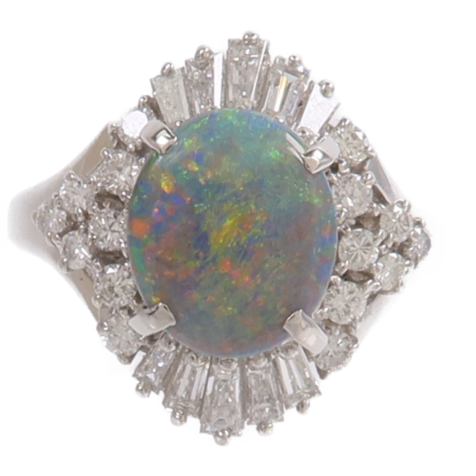 JEWELRY PT900鉑金Black Opal Diamond Ring黑蛋白石/鑽石戒指