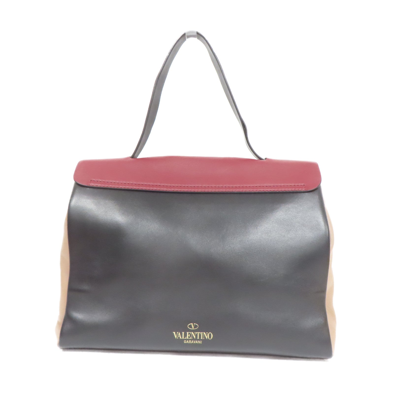 Valentino 【激減優惠】牛皮皮革2 Way Shoulder銀扣手挽肩背兩用袋紅色/杏色/淺藍色