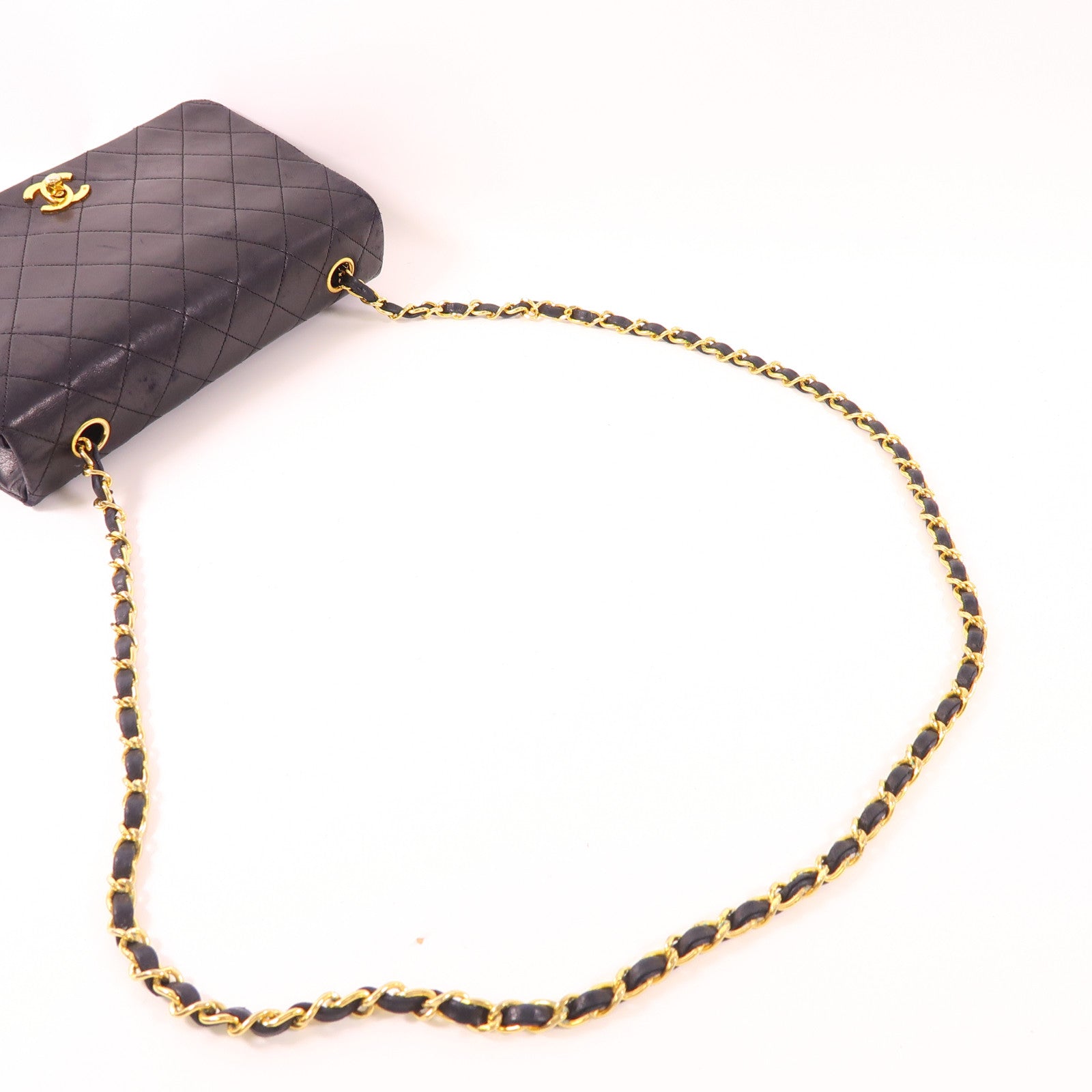 CHANEL 羊皮皮革Vintage Shoulder Bag金扣鏈帶肩背袋