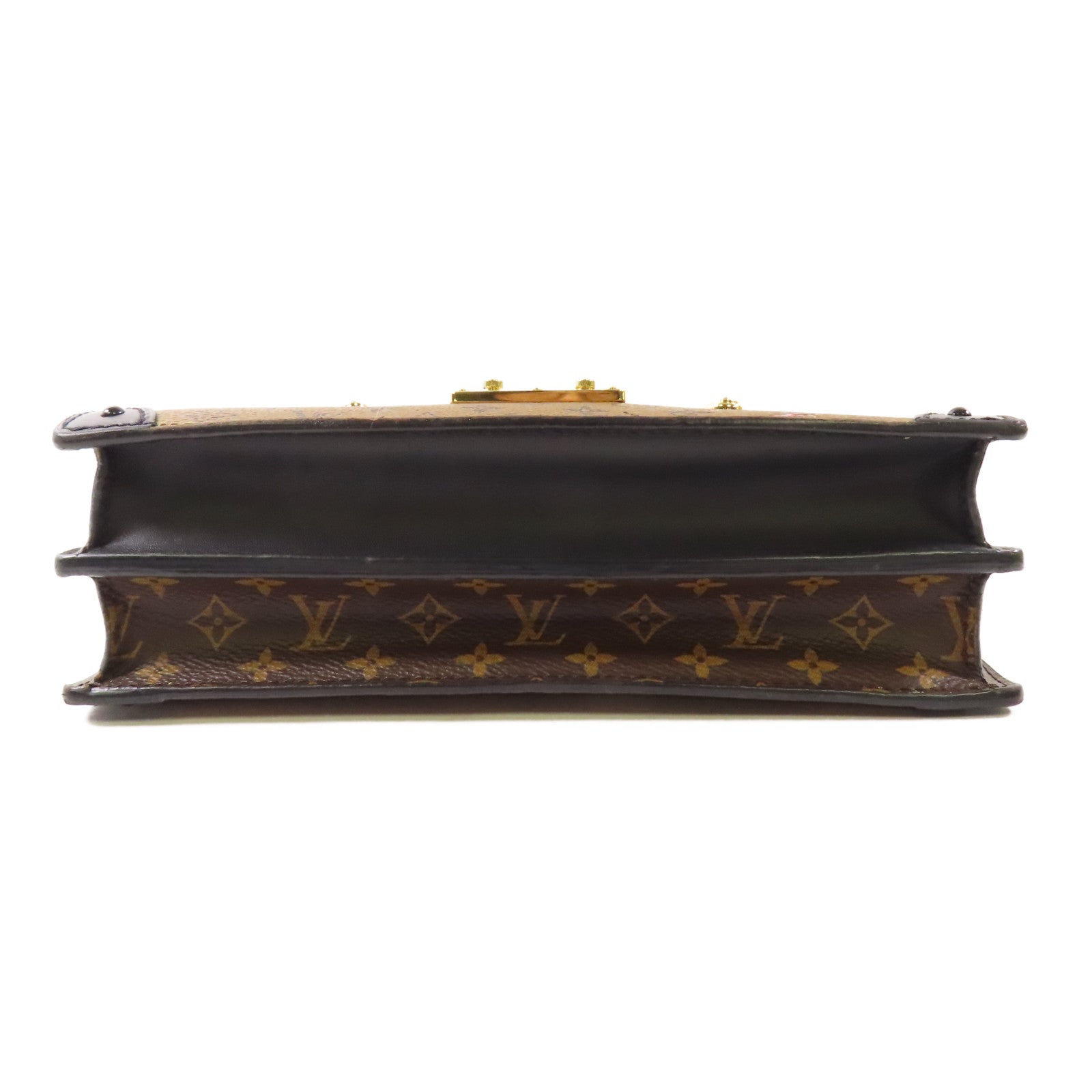 LOUIS VUITTON Monogram Reverse Trunk Clutch金扣肩背袋棕色