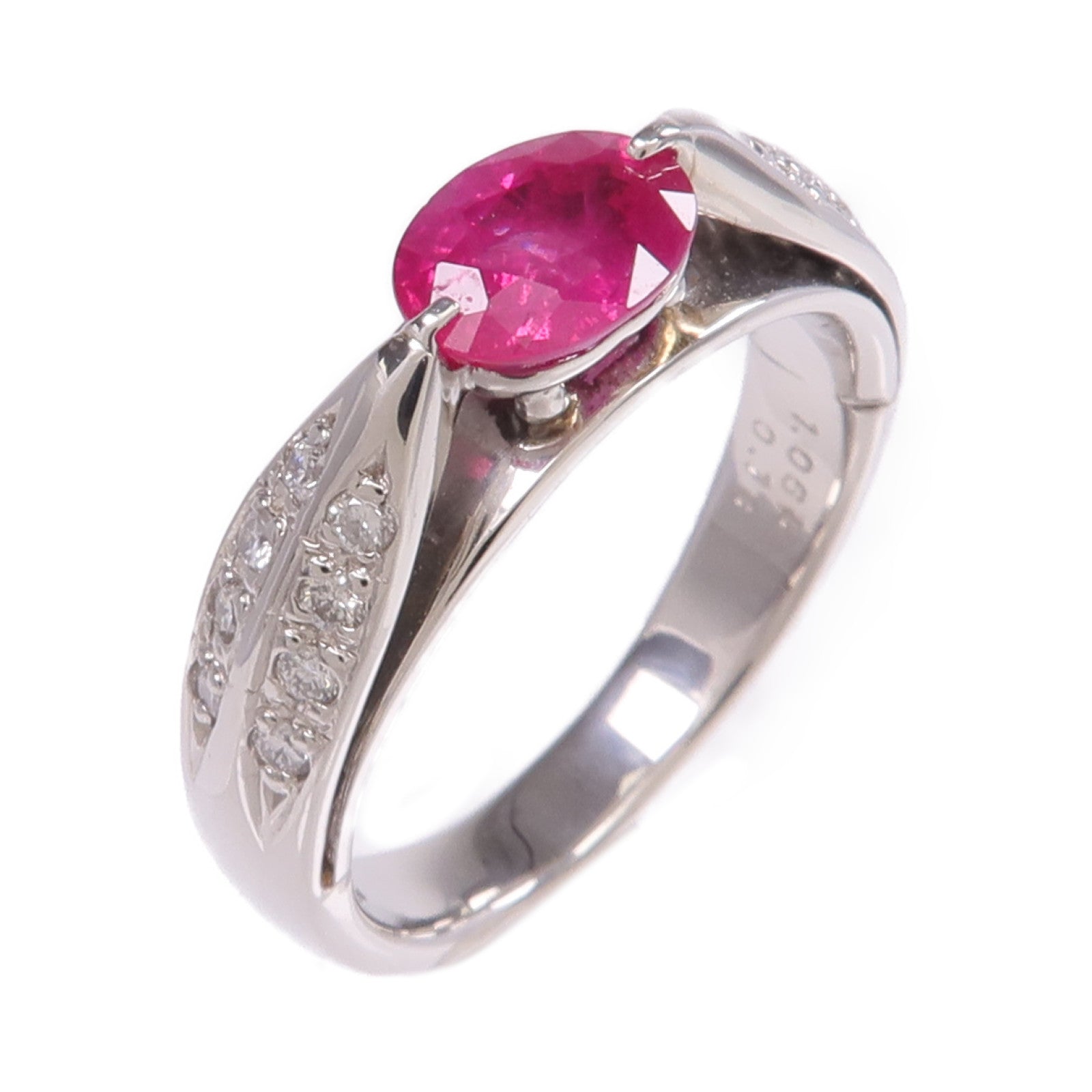 JEWELRY 【激減優惠】PT900鉑金Ruby Diamond Ring紅寶石/鑽石戒指US#6