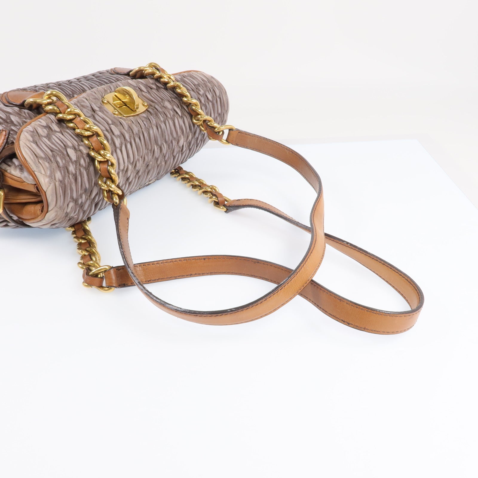 Miu Miu 羊皮皮革Sholder Bag 金扣肩背袋