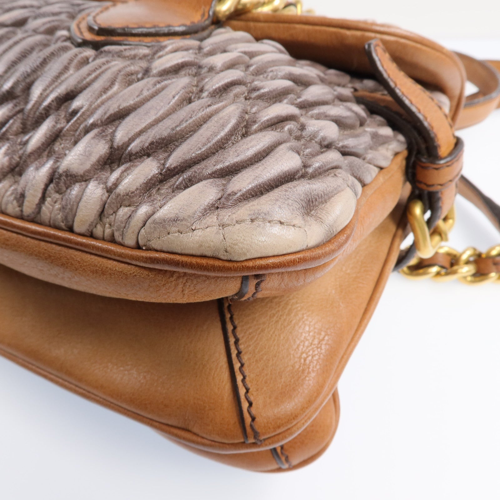 Miu Miu 羊皮皮革Sholder Bag 金扣肩背袋