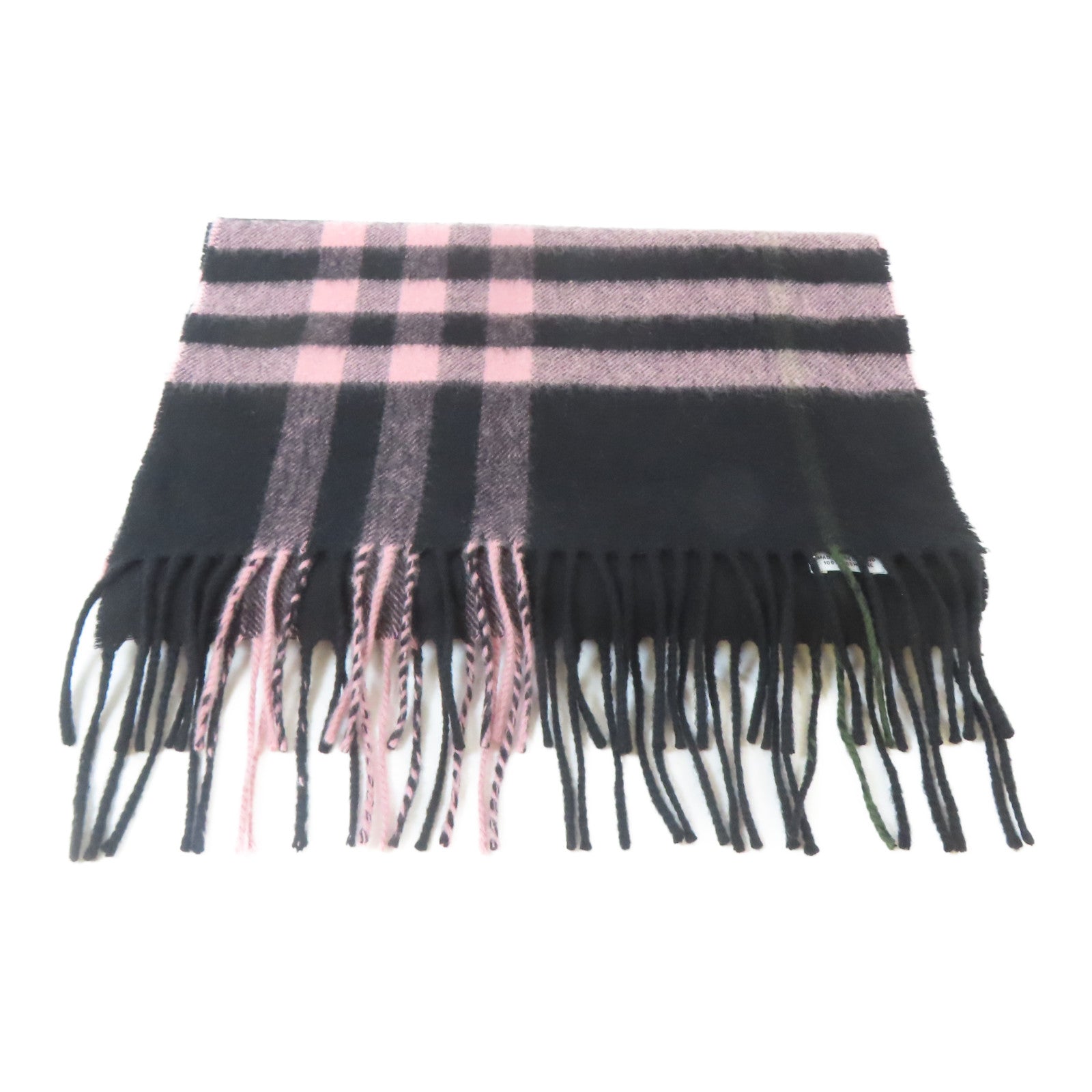 BURBERRY 羊絨Scarf圍巾黑色/粉紅色