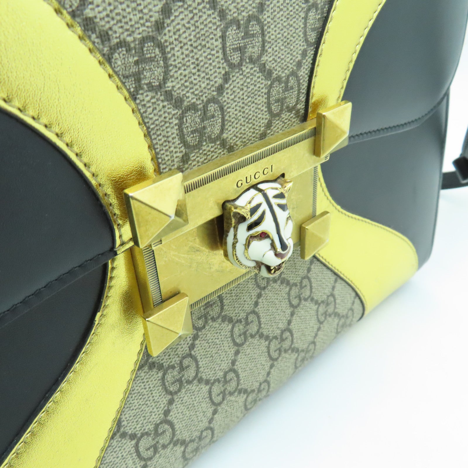 GUCCI 【清倉大減價】皮革/塗層帆布2way Shoulder Bag金扣手挽肩背兩用袋黑色