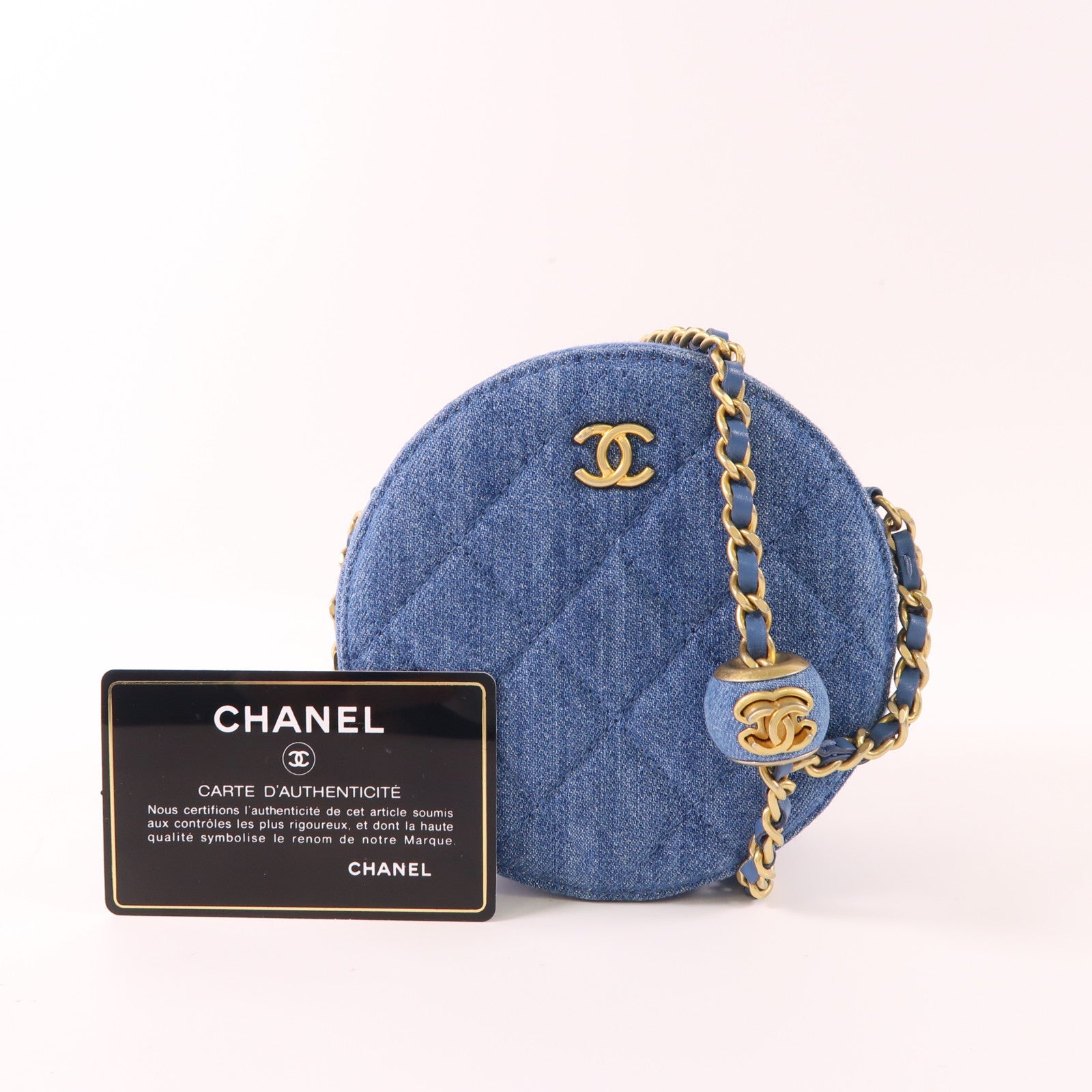 CHANEL 牛仔布料Chain Shoulder Bag金扣鏈帶肩背袋