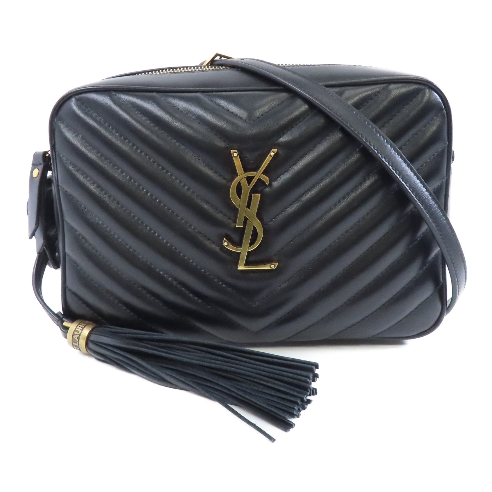 SAINT LAURENT 牛皮皮革Lou Camera Bag金扣肩背袋黑色